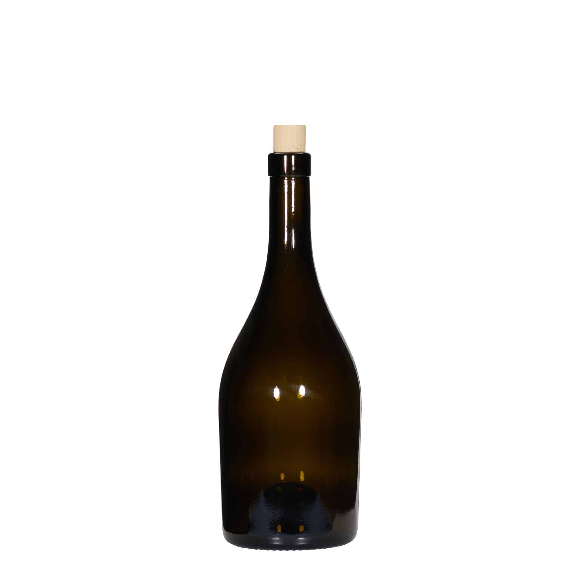 750 ml vinflaska 'Exclusive', antikgrön, mynning: kork