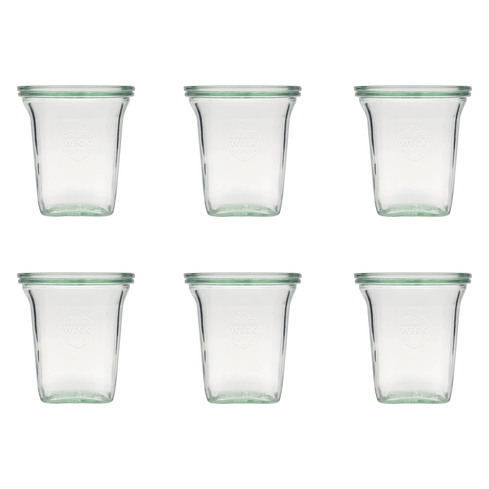 6x 545 ml WECK-Quadroglas med glaslock RR 100