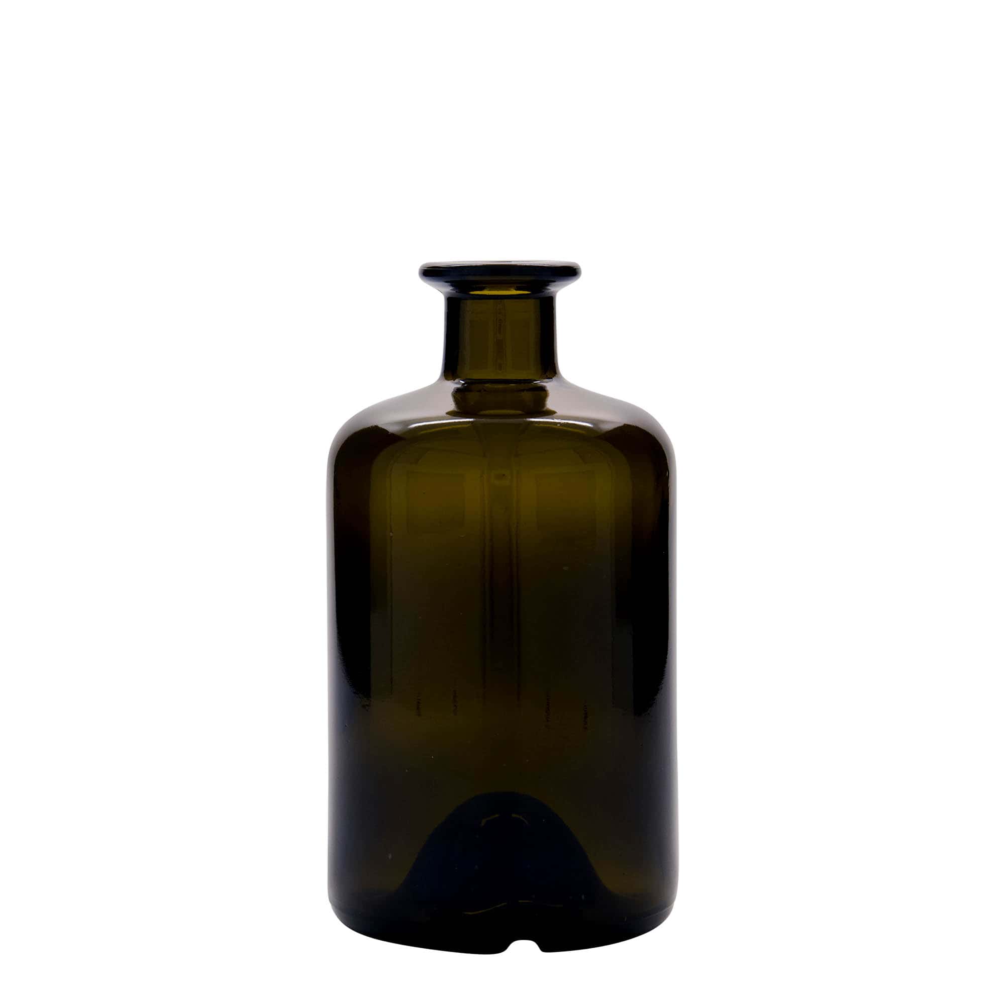 500 ml apoteksglasflaska, antikgrön, mynning: kork