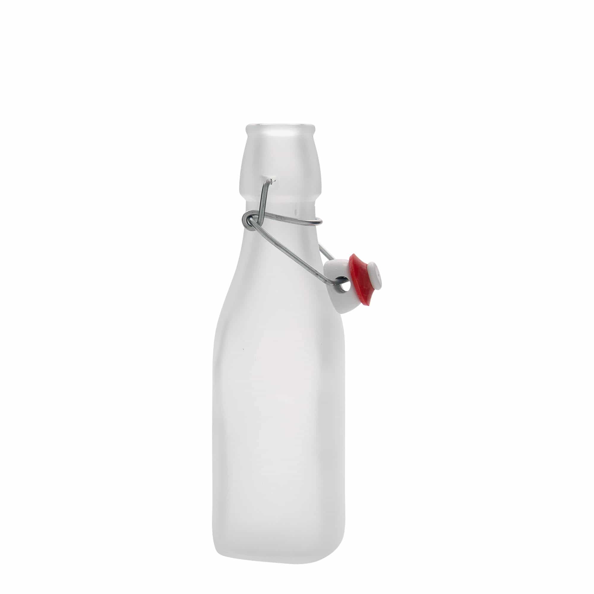 250 ml glasflaska 'Swing', kvadratisk, vit, mynning: patentkork