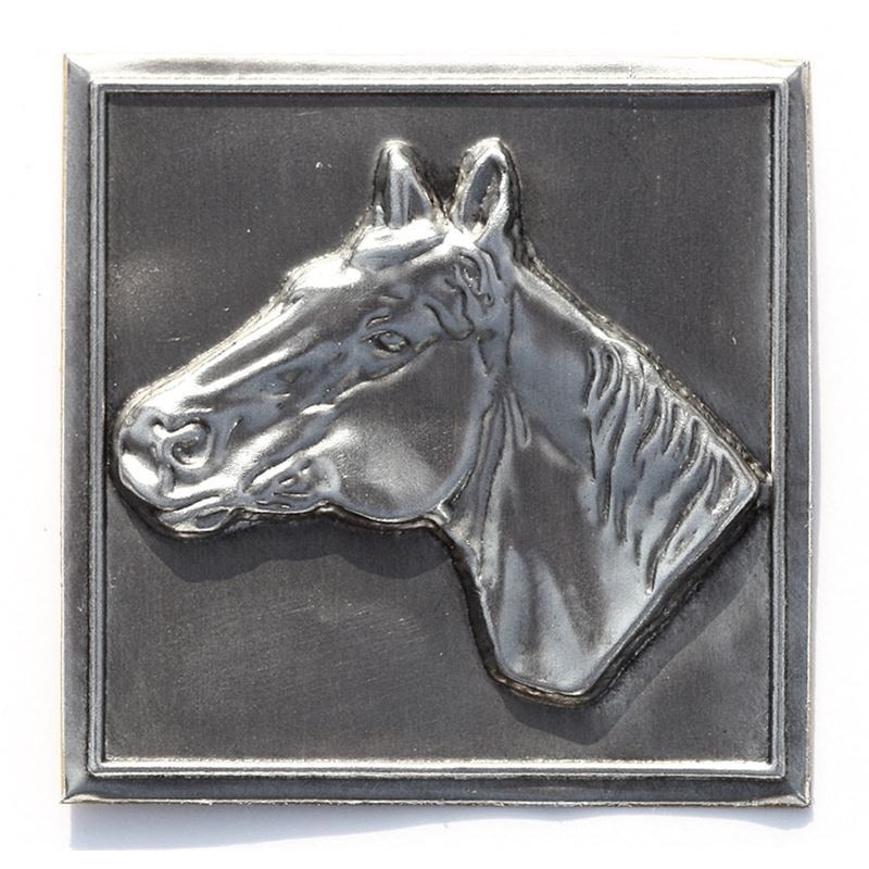 Tennetikett 'Pferd', kvadratisk, metall, silver Tennetikett 'Pferd', kvadratisk, metall, silver