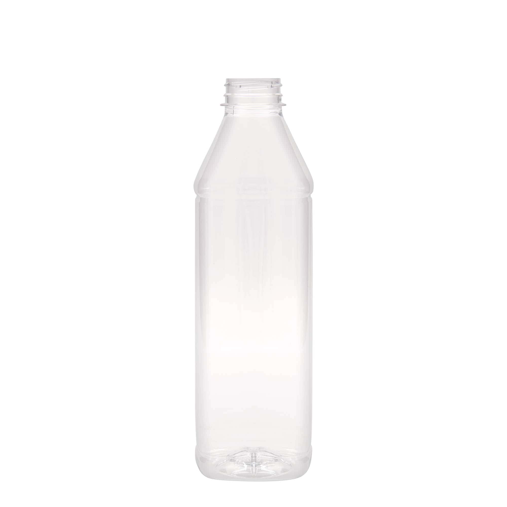 1 000 ml PET-flaska 'Milk and Juice Carré', fyrkantig, plast, öppning: 38 mm