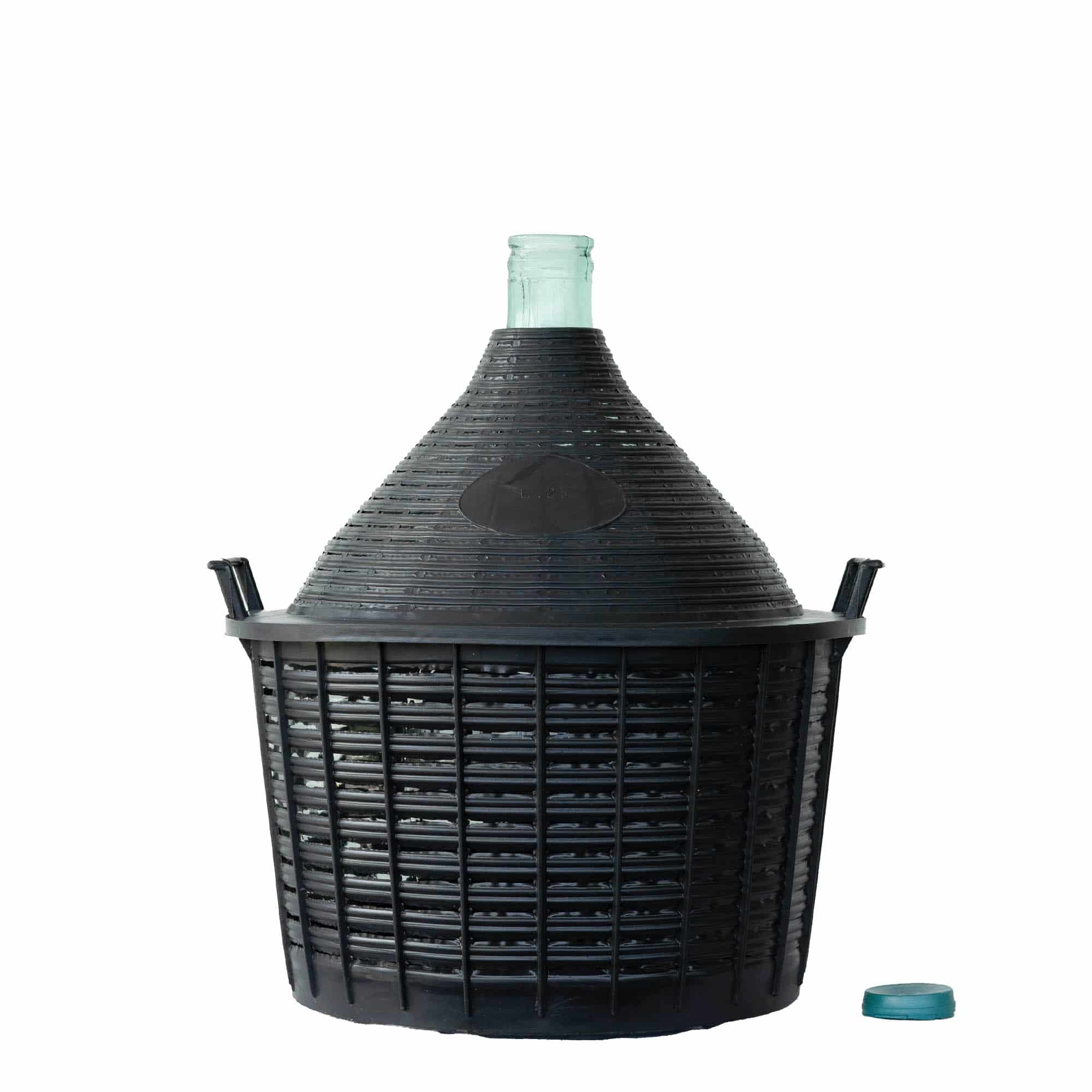 25 l ballongflaska smal hals, glas, mynning: snäpplock