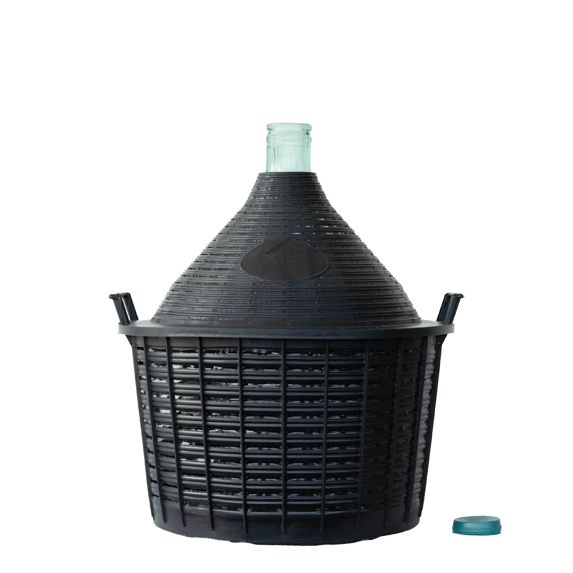 25 l ballongflaska med smal hals, glas, öppning: påklämd lock 25 l ballongflaska med smal hals, glas, öppning: påklämd lock