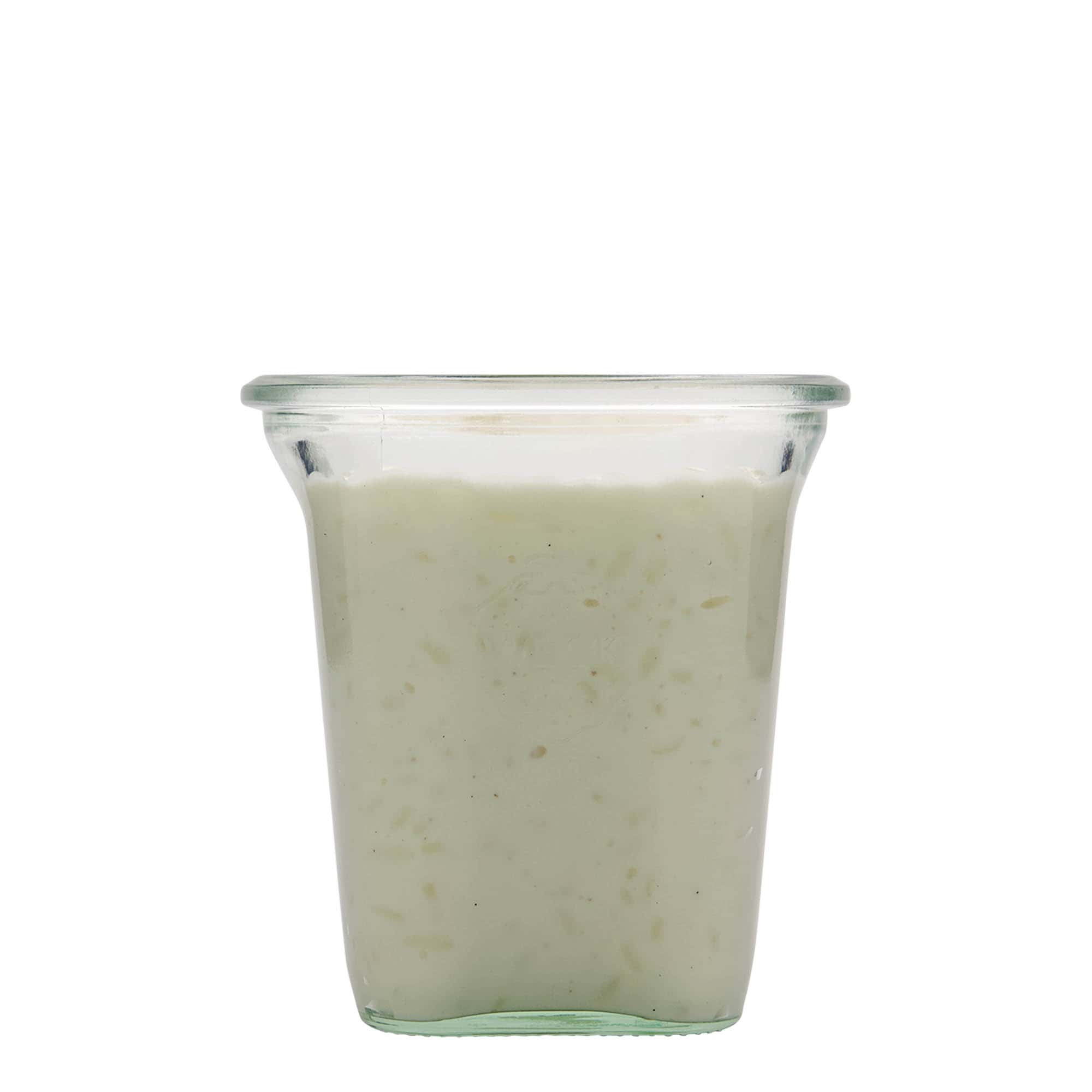 545 ml WECK-quadroglas, kvadratisk, plast, mynning: rund kant