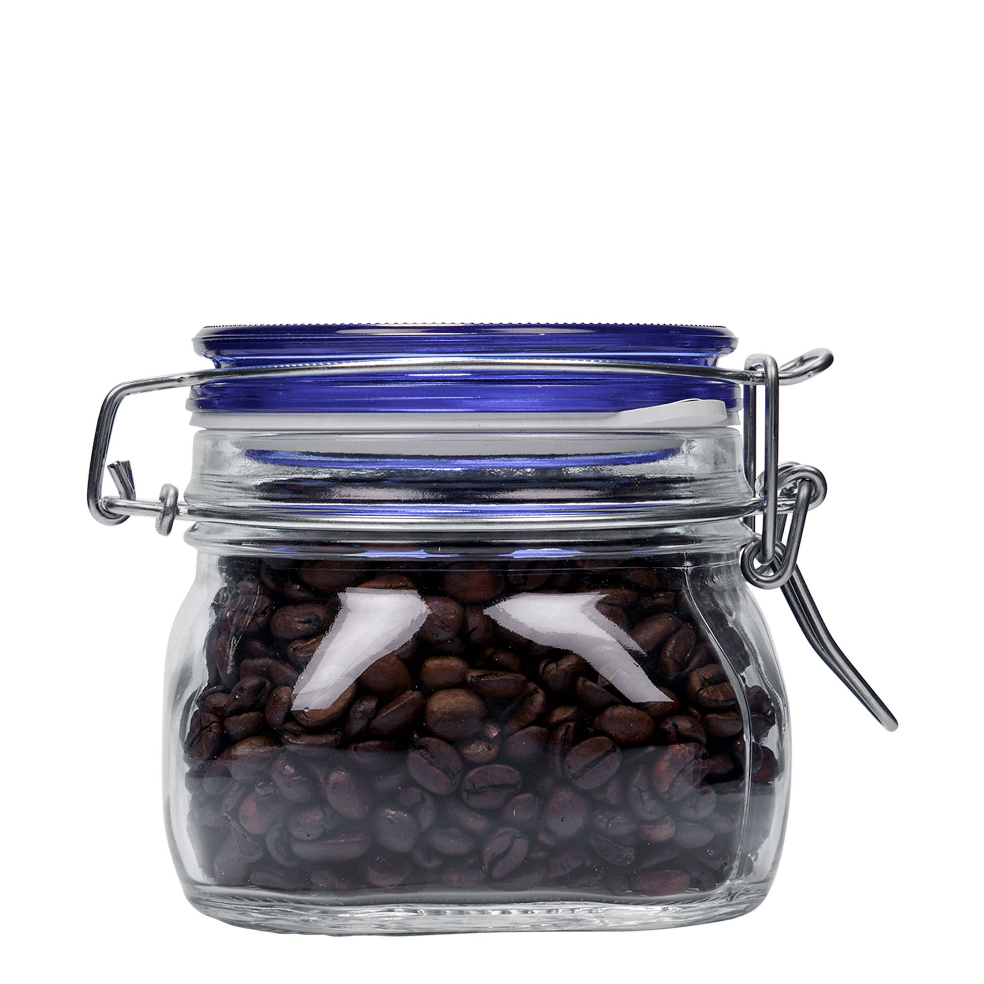 500 ml trådklämmeglas 'Fido' blått lock, fyrkantigt, öppning: trådklämmeförslutning 500 ml trådklämmeglas 'Fido' blått lock, fyrkantigt, öppning: trådklämmeförslutning