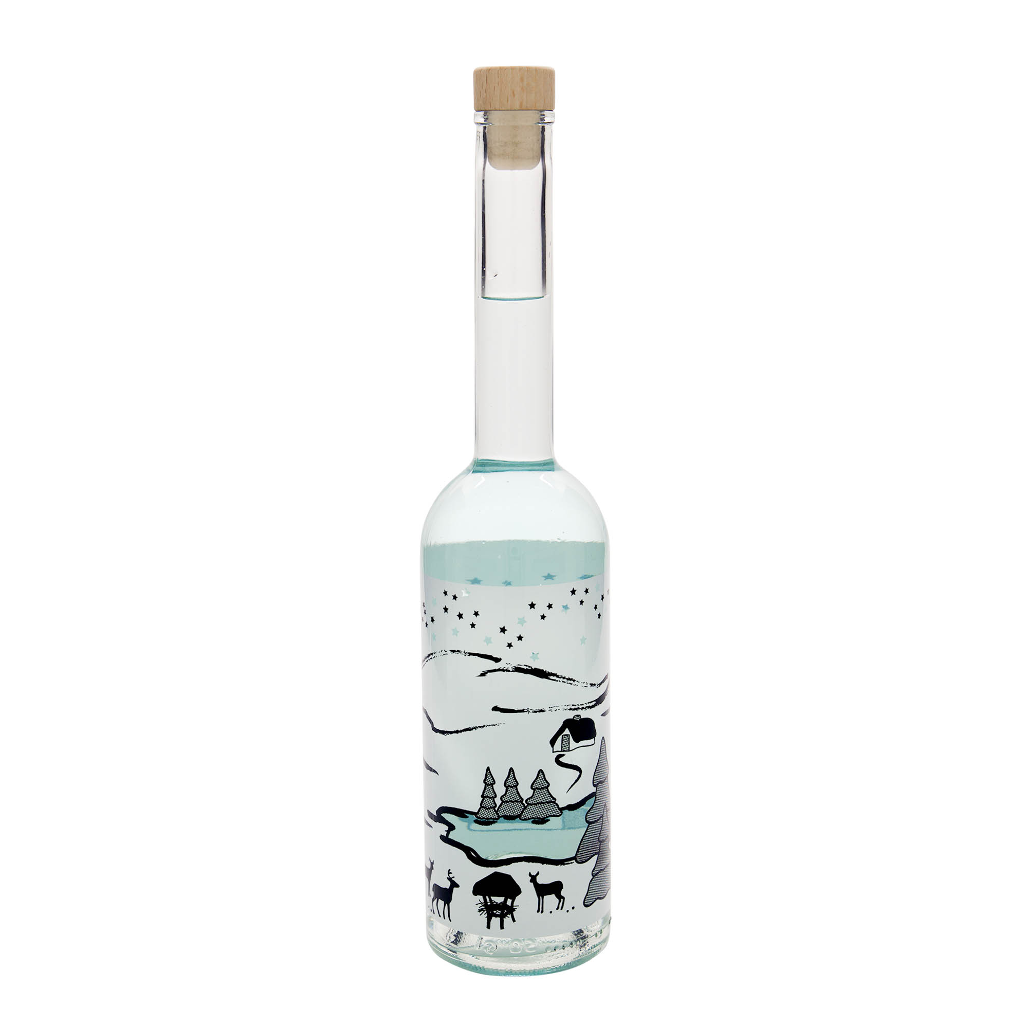 500 ml glasflaska 'Opera', motiv: Wintertraum-Bianco, mynning: kork