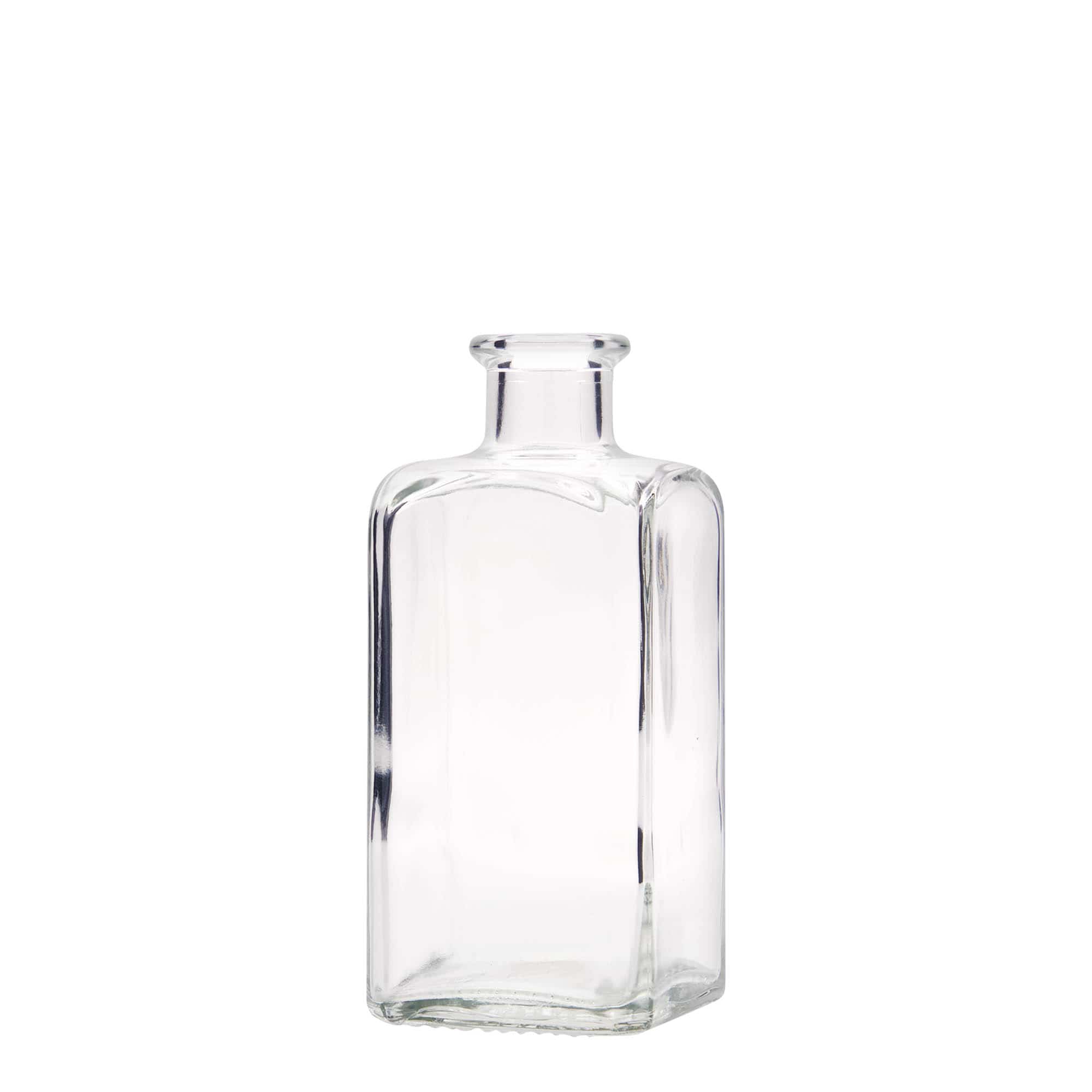 250 ml glasflaska Apotheker Carré, kvadratisk, öppning: kork