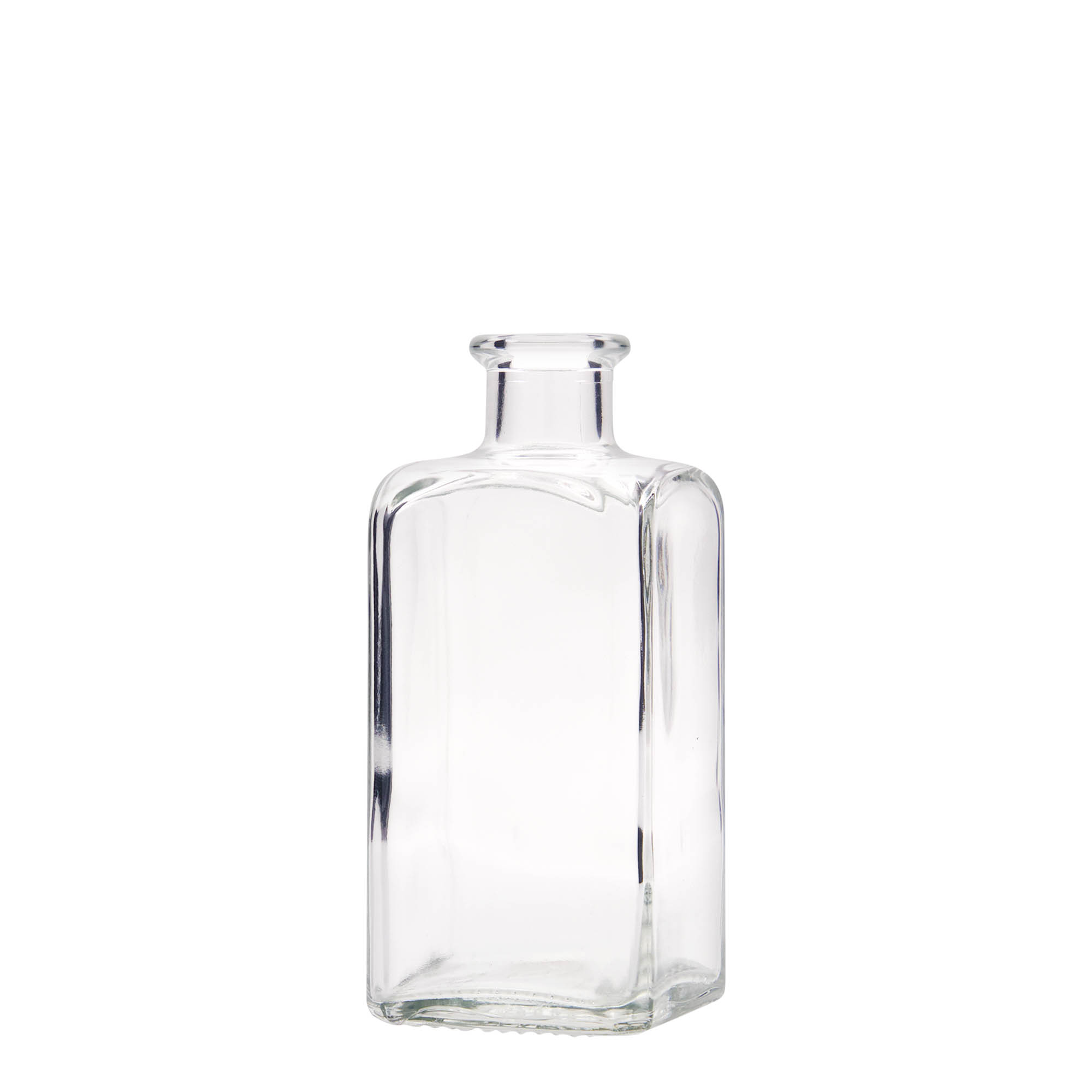 250 ml glasflaska Apotheker Carré, kvadratisk, öppning: kork