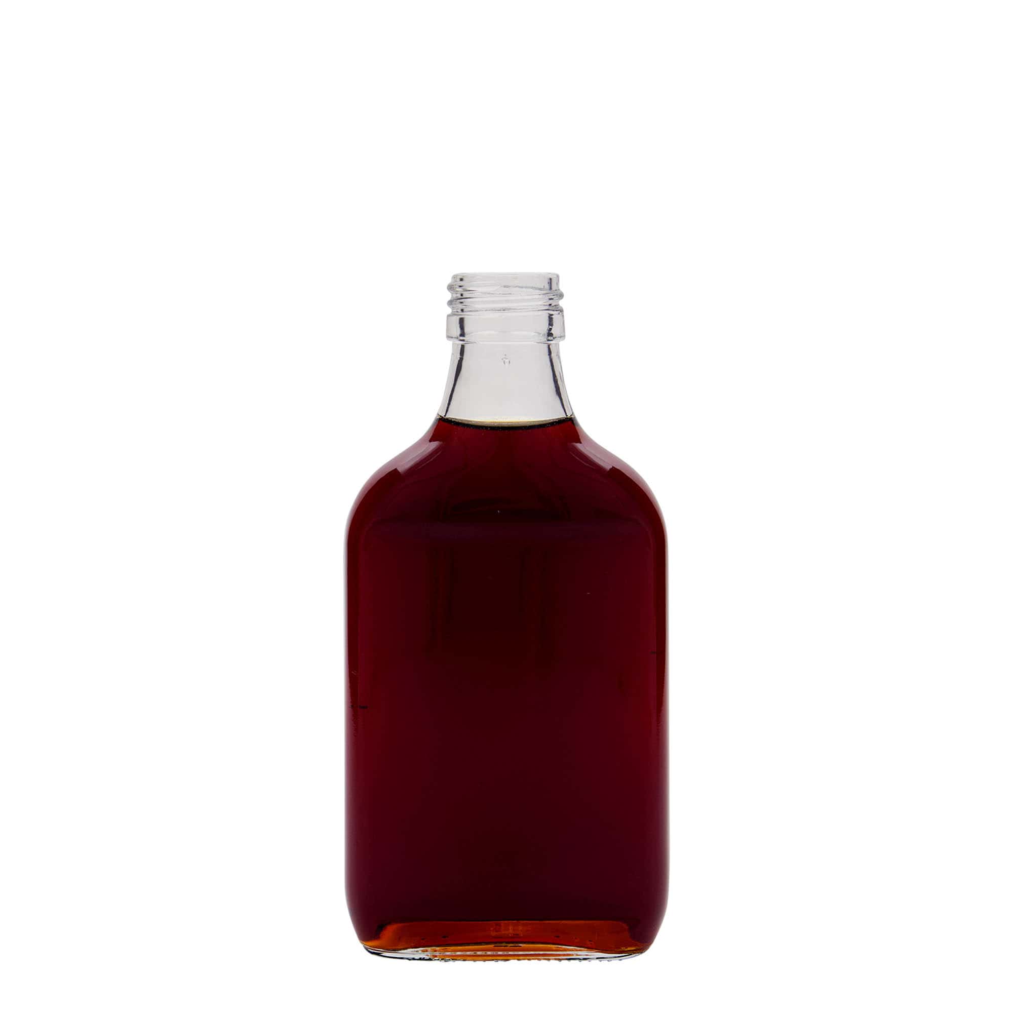 200 ml fickflaska, rektangulär, glas, öppning: PP 28