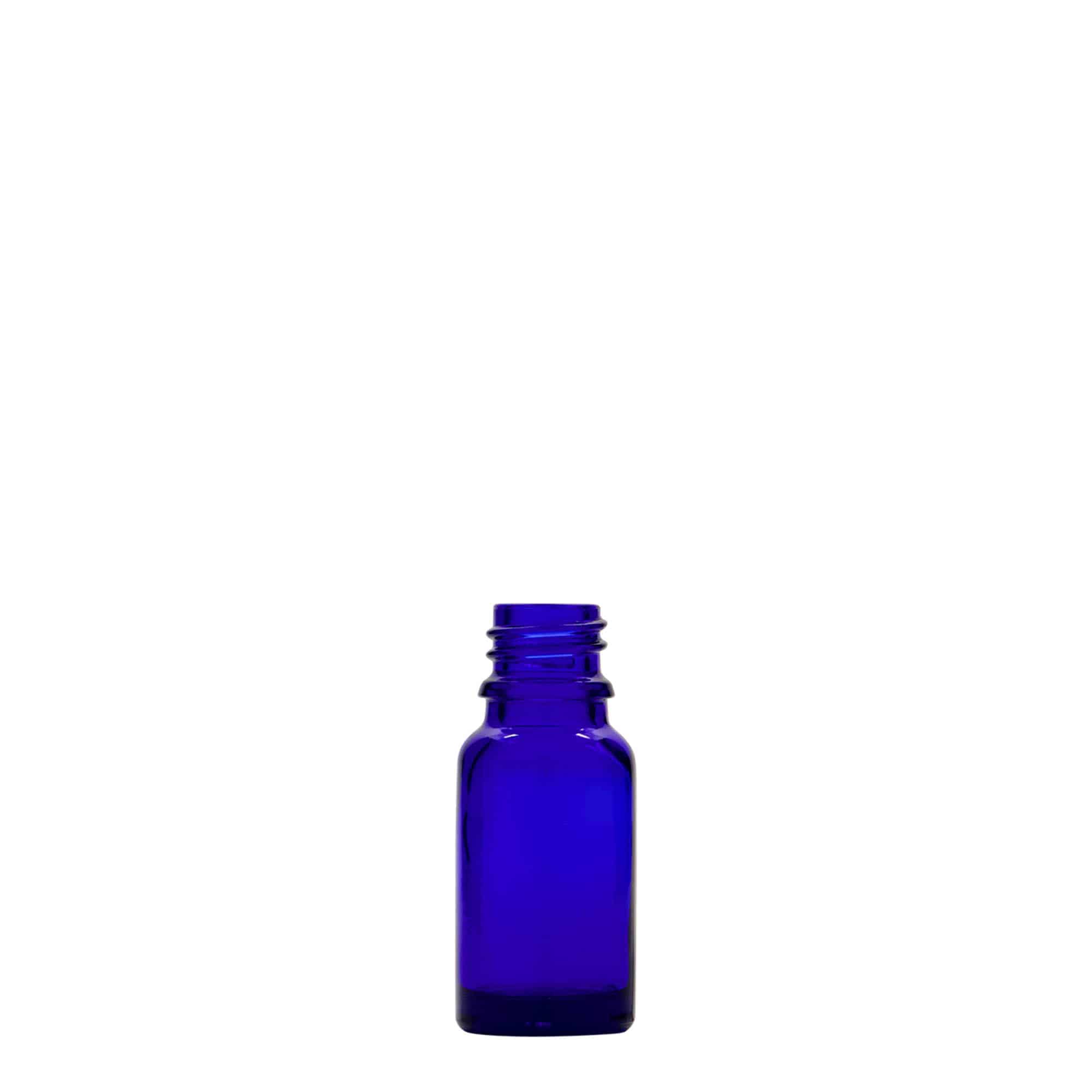10 ml medicinflaska, glas, kungligt blå, mynning: DIN 18
