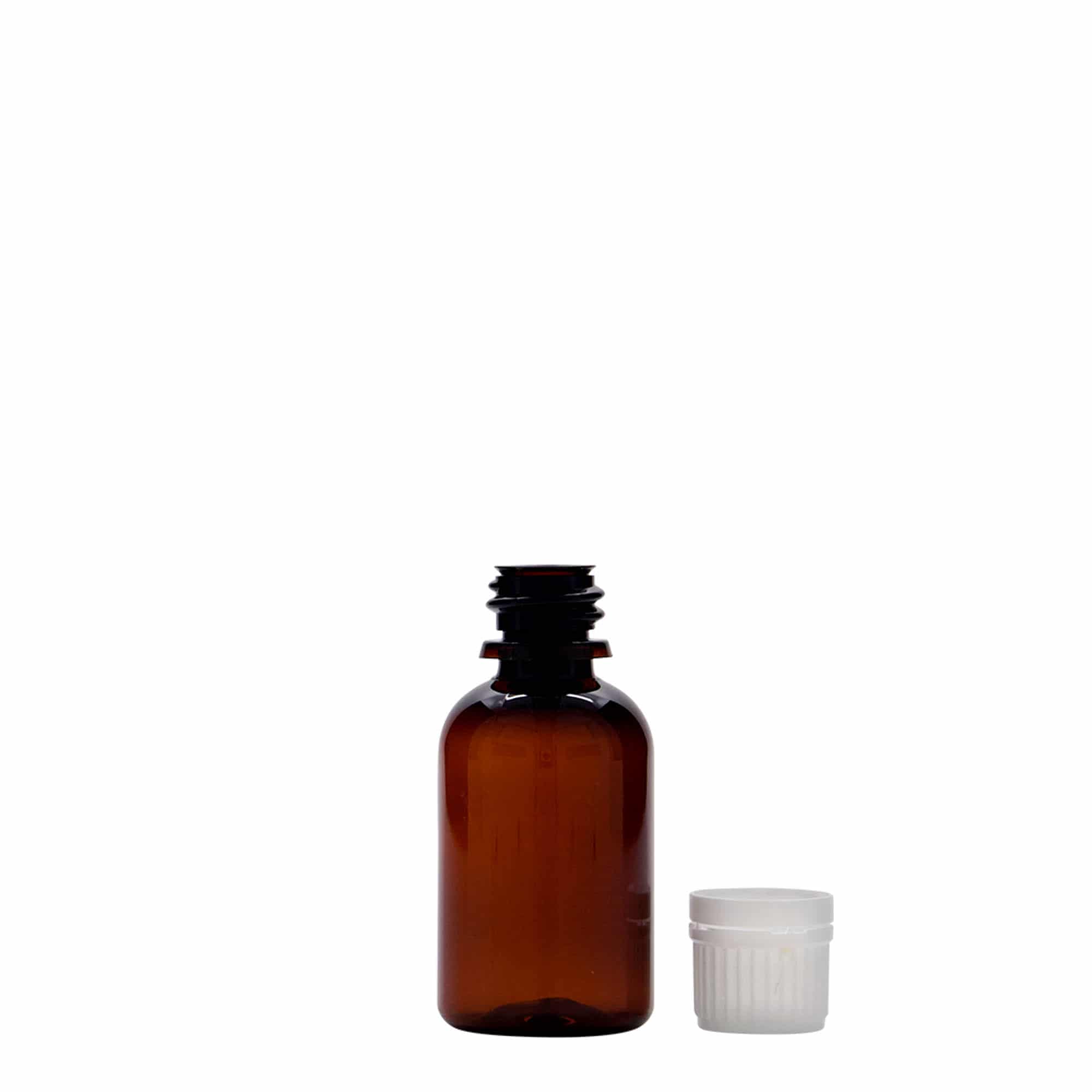 30 ml PET-medicinflaska 'Easy Living', brun, plast, öppning: DIN 18