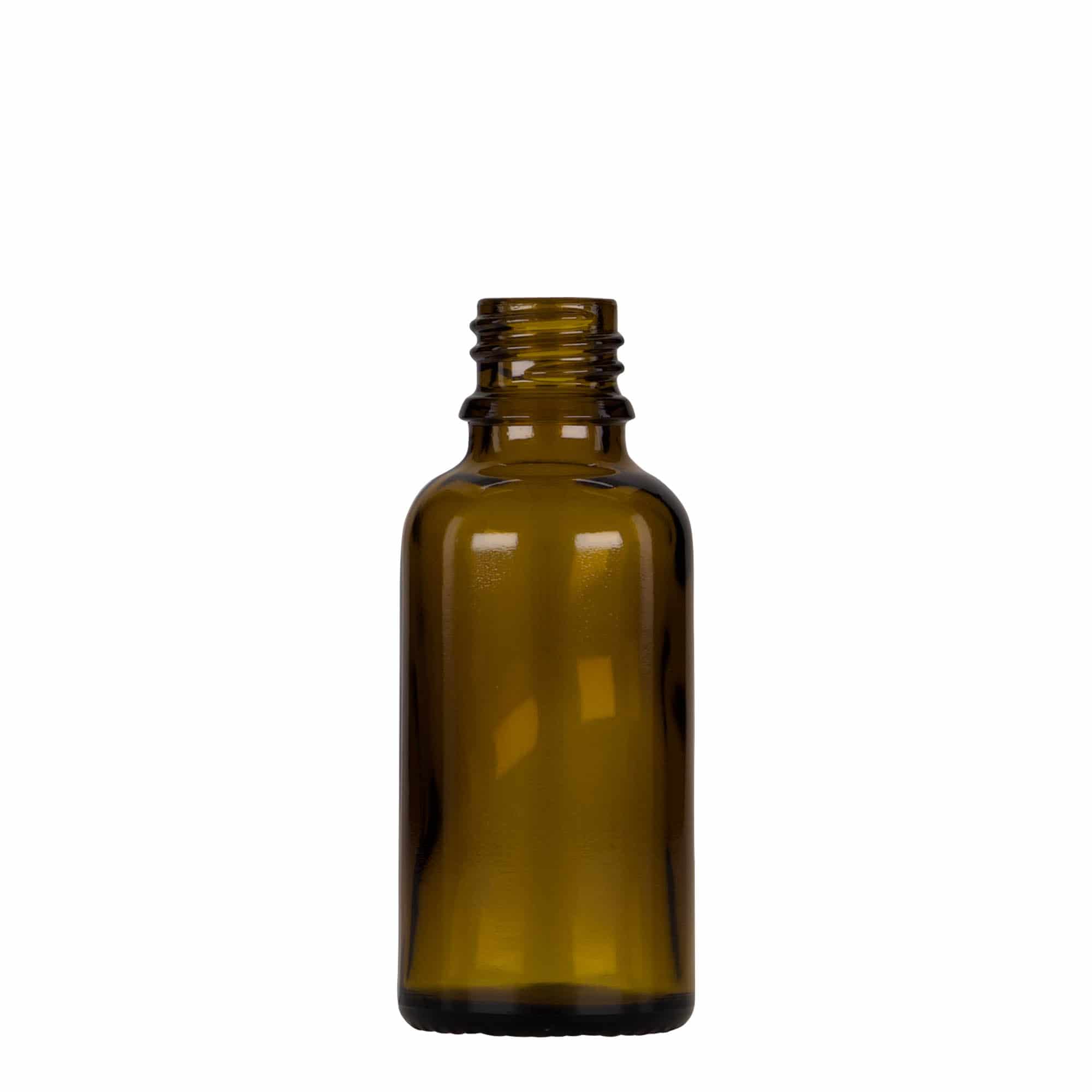 30 ml pipettflaska medicin, glas, brun-svart, mynning: DIN 18