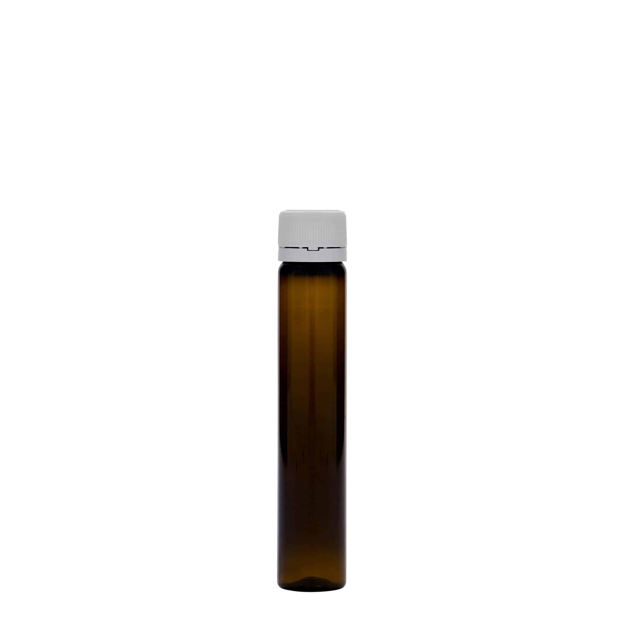 25 ml PET-rör, plast, bruna, öppning: skruvlock