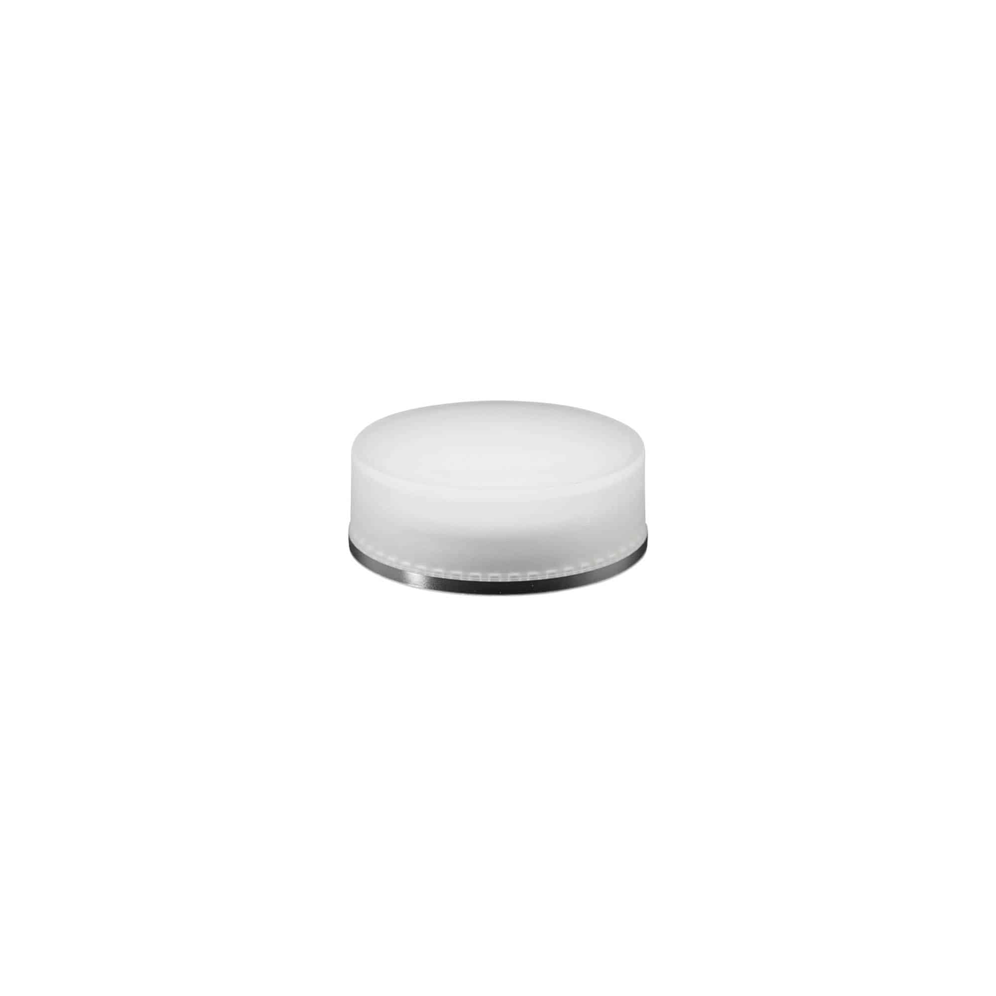 Skruvkapsel 'Clear/Platin Edition', PP-plast, vit, för mynning: 45/2P