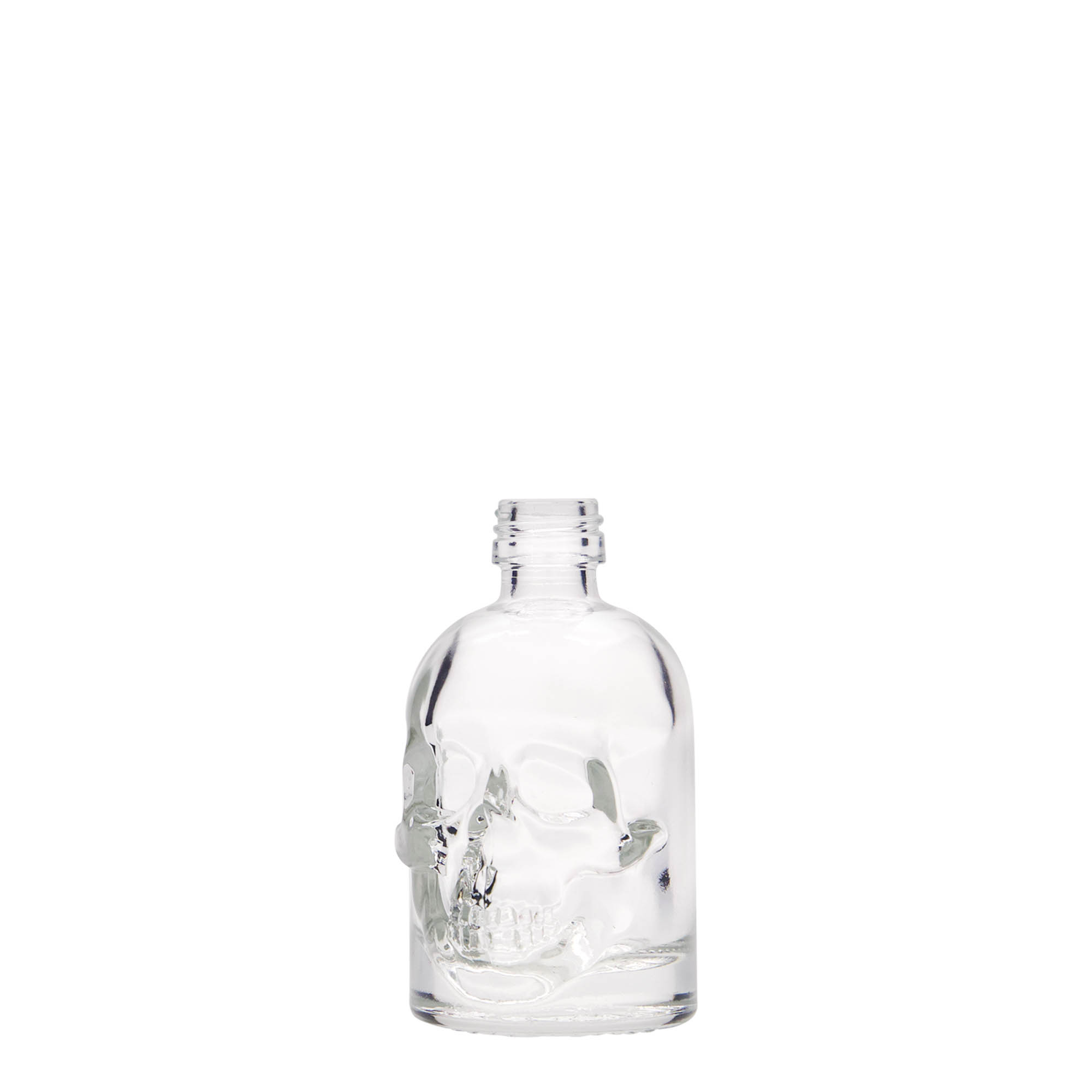 50 ml glasflaska 'Dödskalle', öppning: PP 18 50 ml glasflaska 'Dödskalle', öppning: PP 18