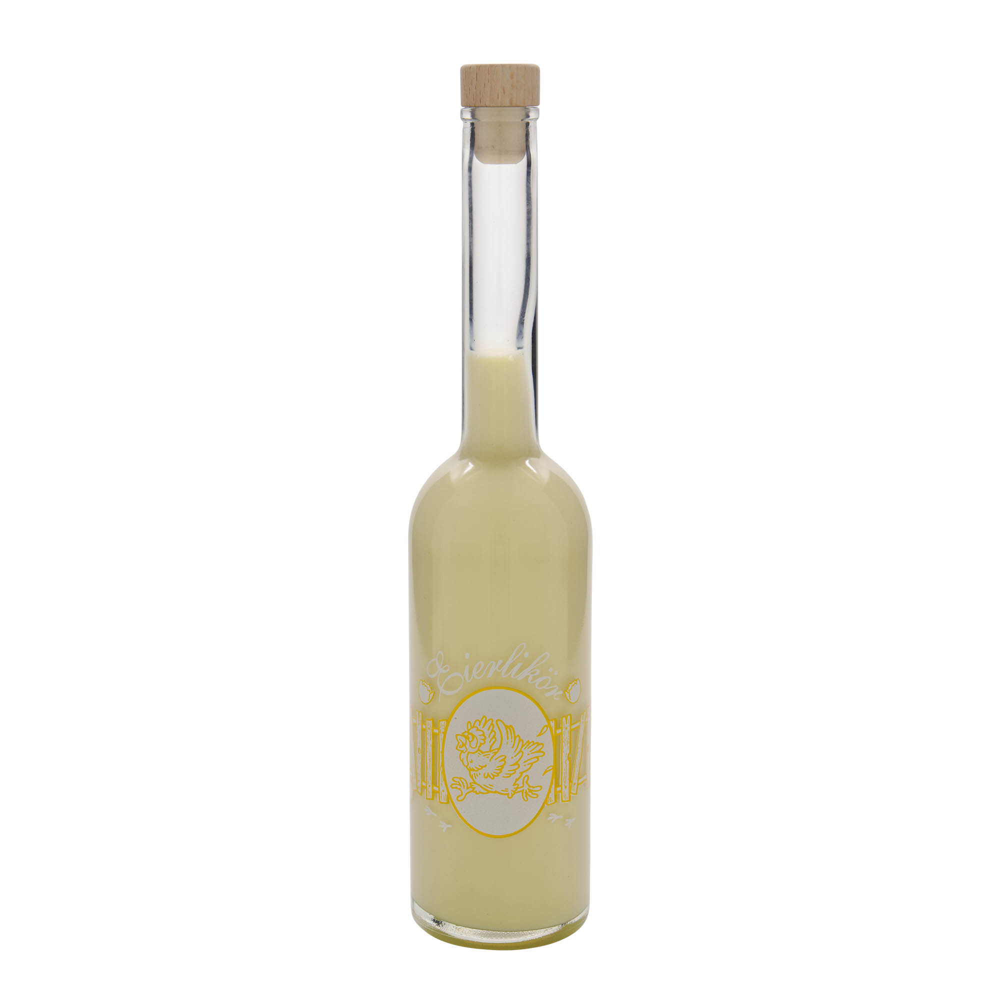 500 ml glasflaska 'Opera', motiv: ägglikör, öppning: kork