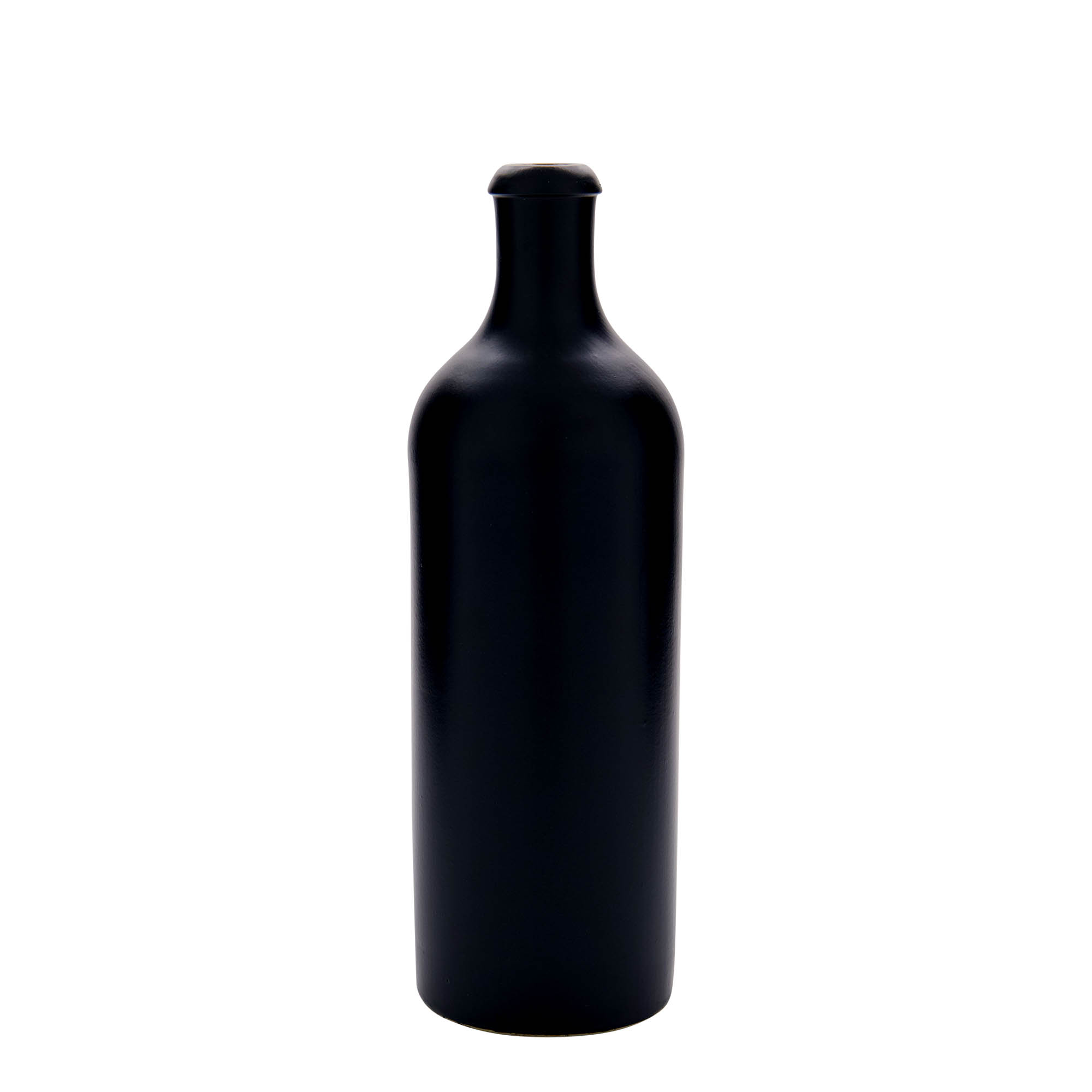 750 ml lerkrus, stengods, svart, mynning: kork