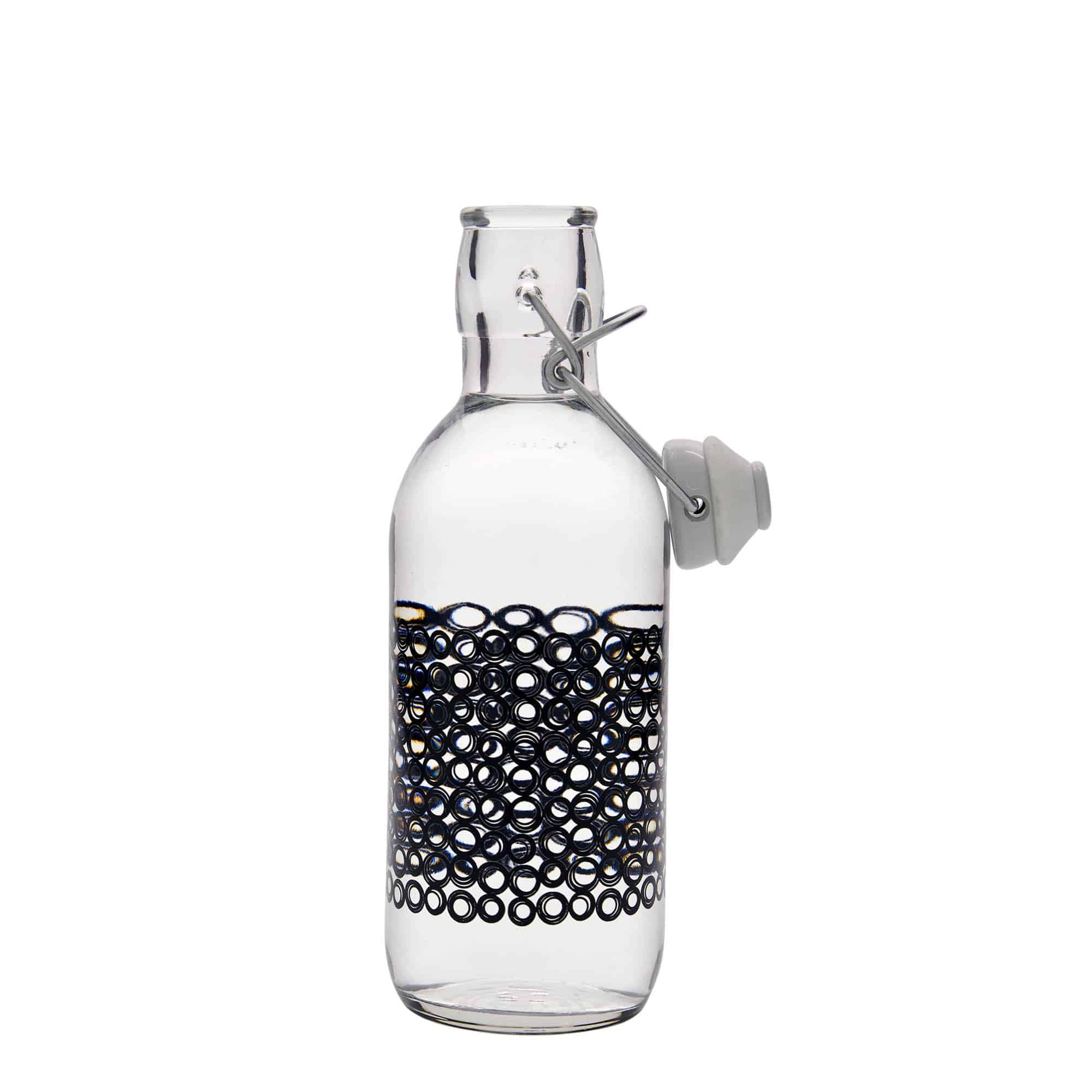 500 ml glasflaska 'Emilia', motiv: Circola nero, öppning: bygelstängning