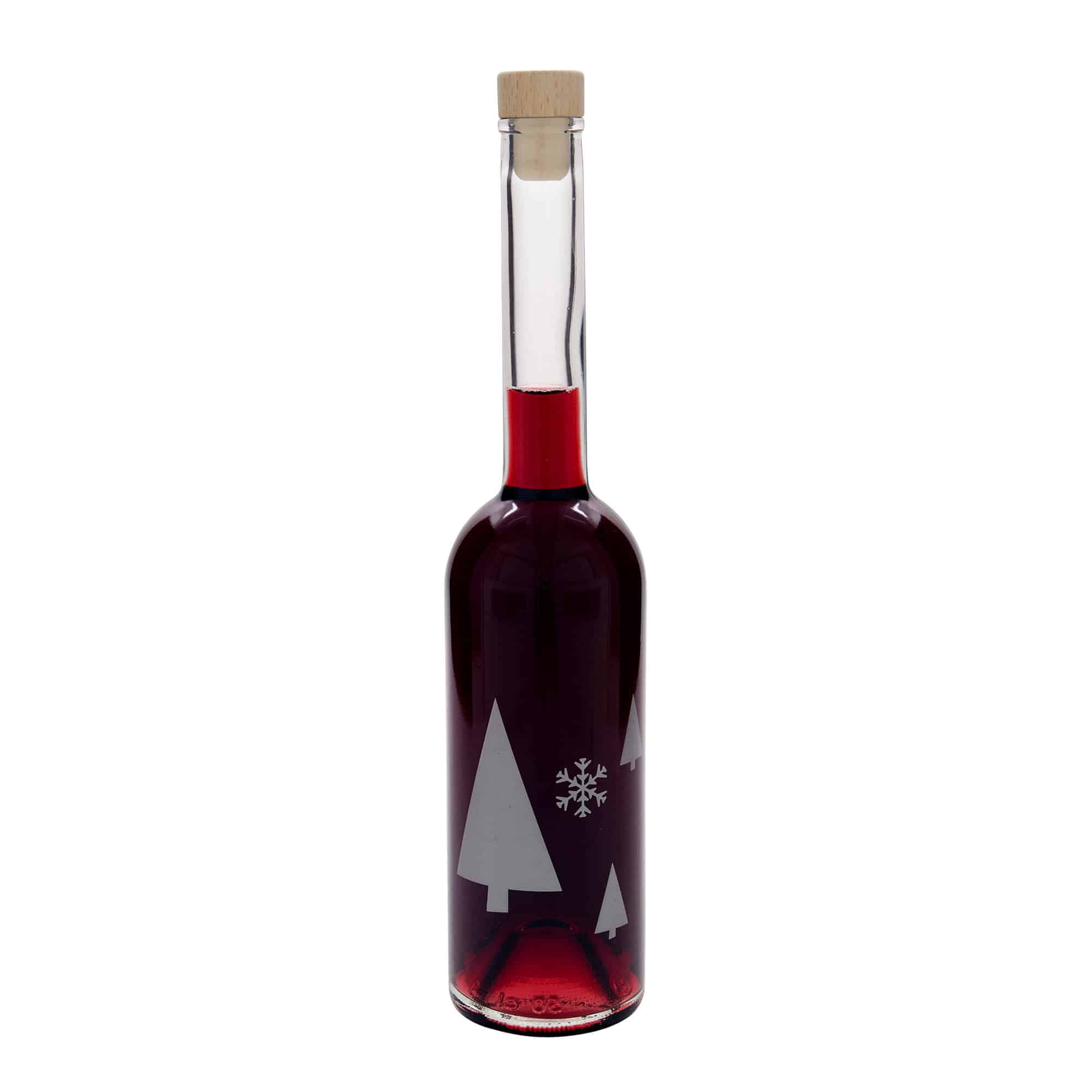 500 ml glasflaska 'Opera', motiv: snöflingor, öppning: kork
