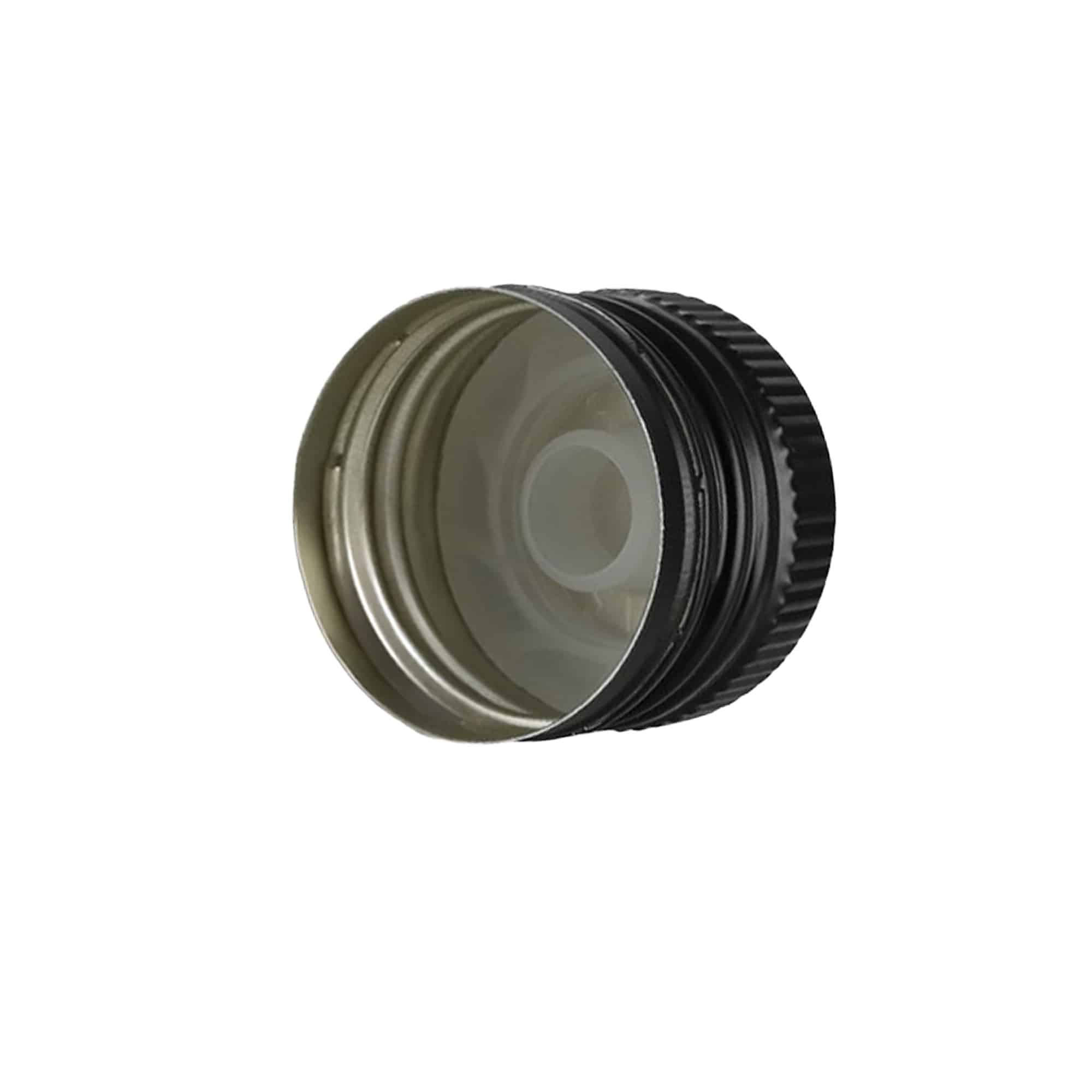 Skruvlock med hällinsats, metall-plast, svart, för mynning: PP 31,5