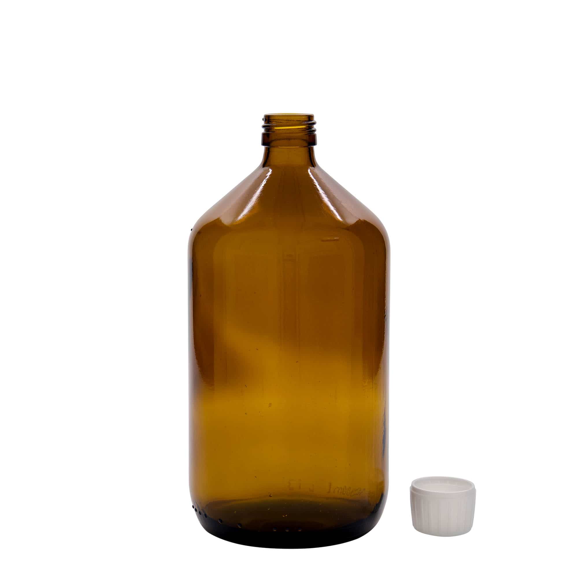 1 000 ml medicinflaska, brun, glas, mynning: PP 28
