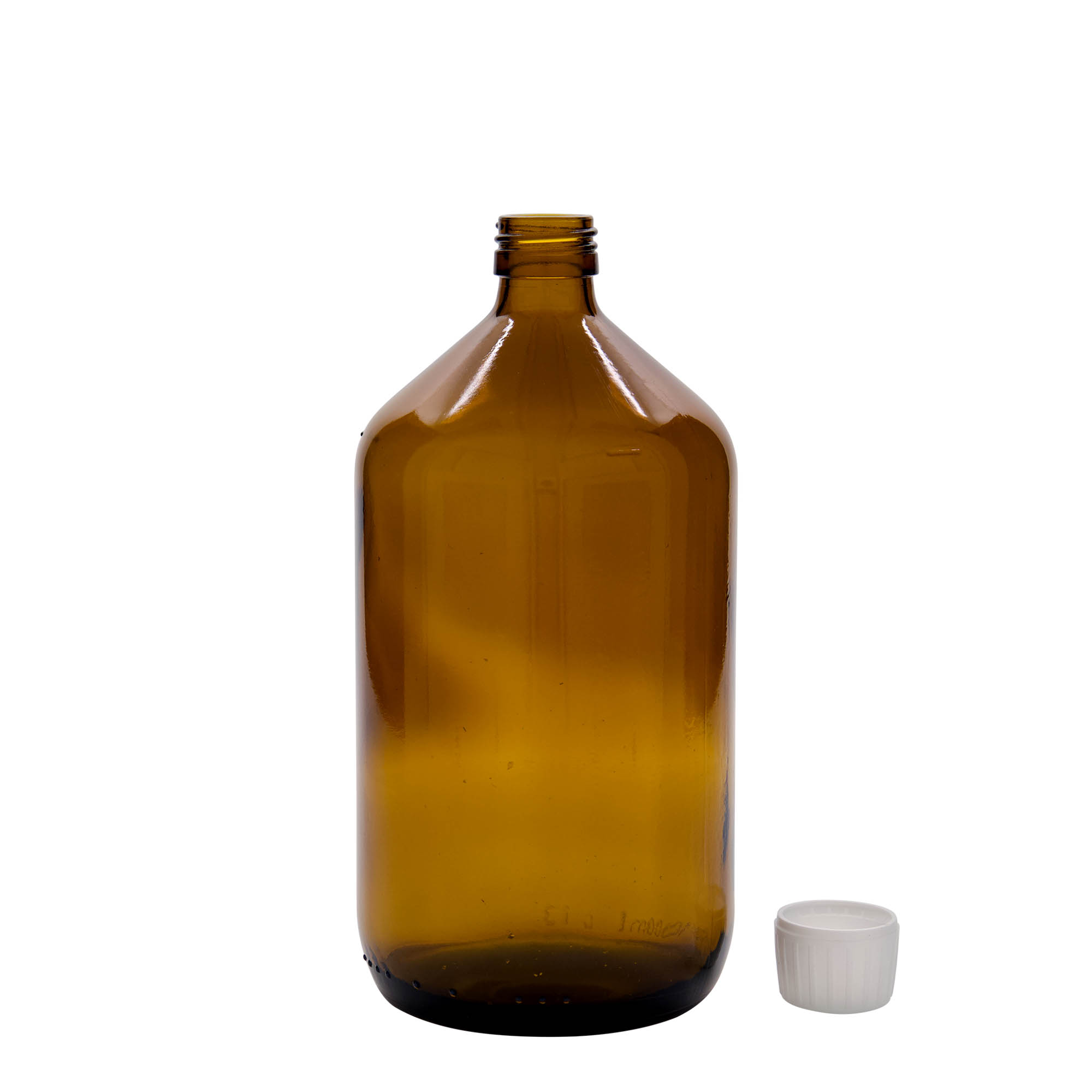 1.000 ml medicinflaska, brun, glas, öppning: PP 28