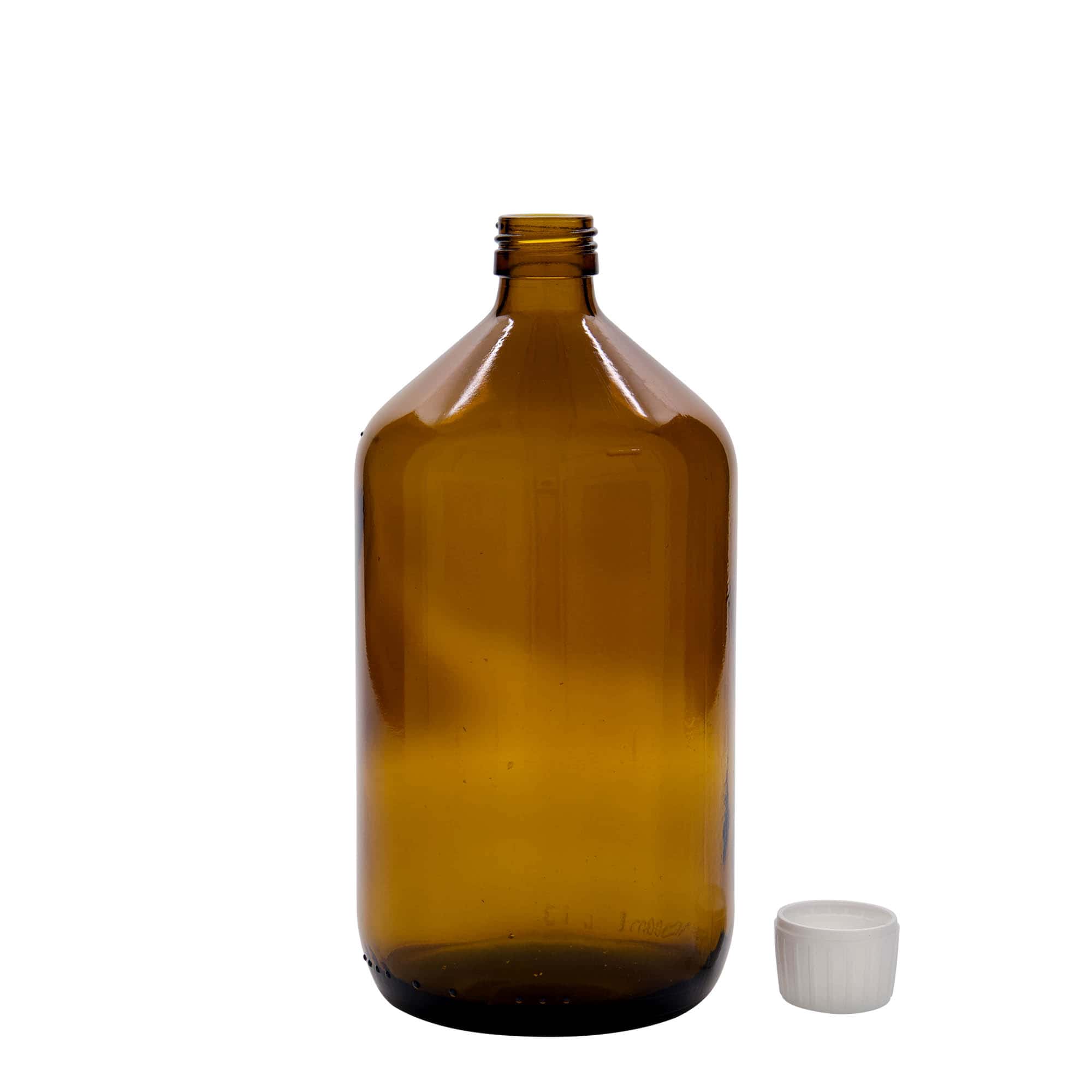1.000 ml medicinflaska, brun, glas, öppning: PP 28