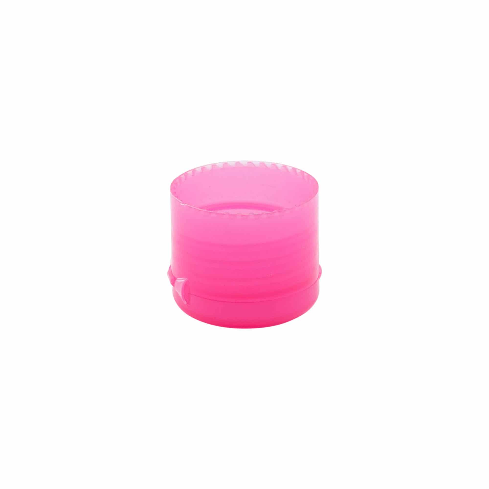 Skruvkapsel gångjärnslock, PP-plast, rosa, för mynning: 24/410