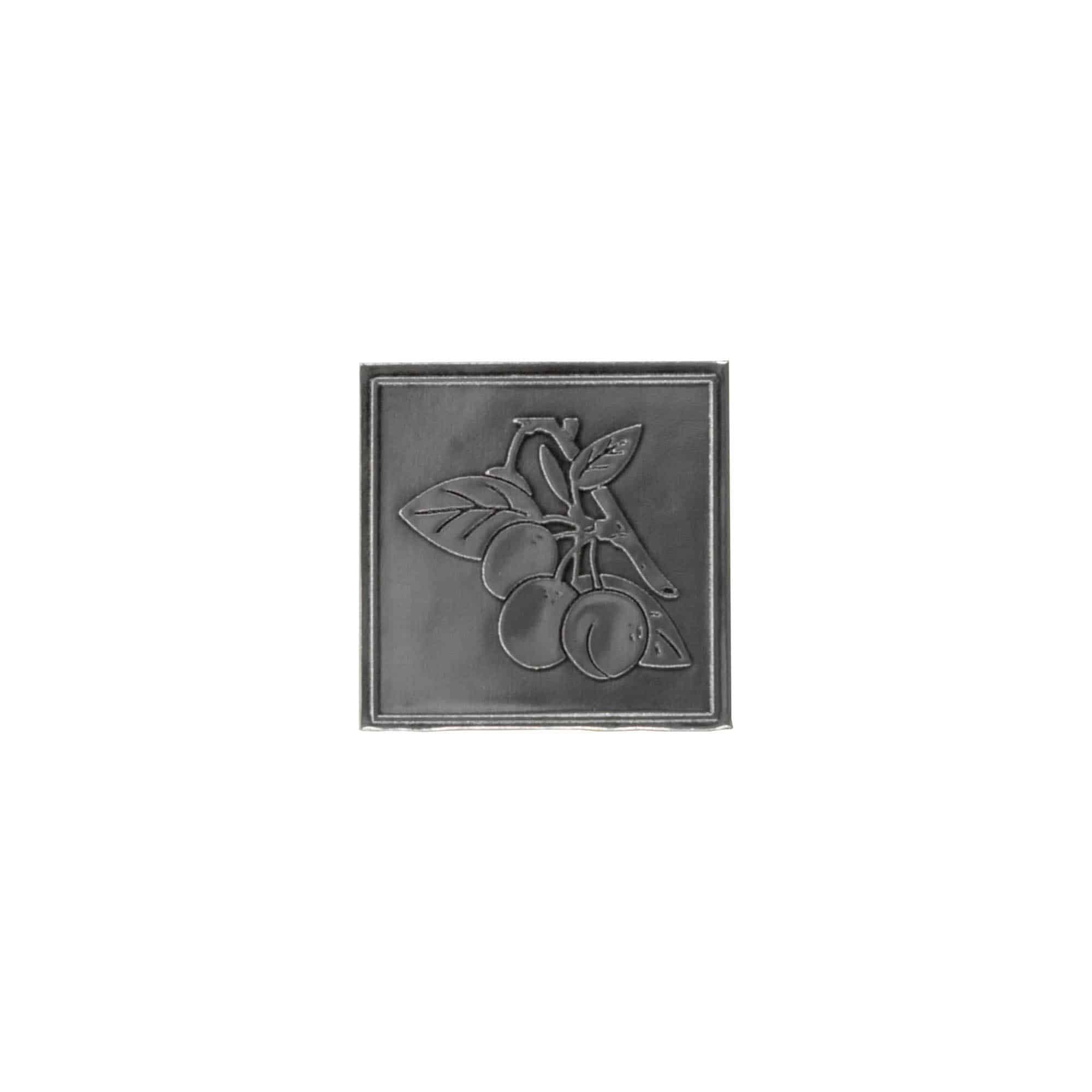 Tennetikett 'Mirabell', kvadratisk, metall, silver