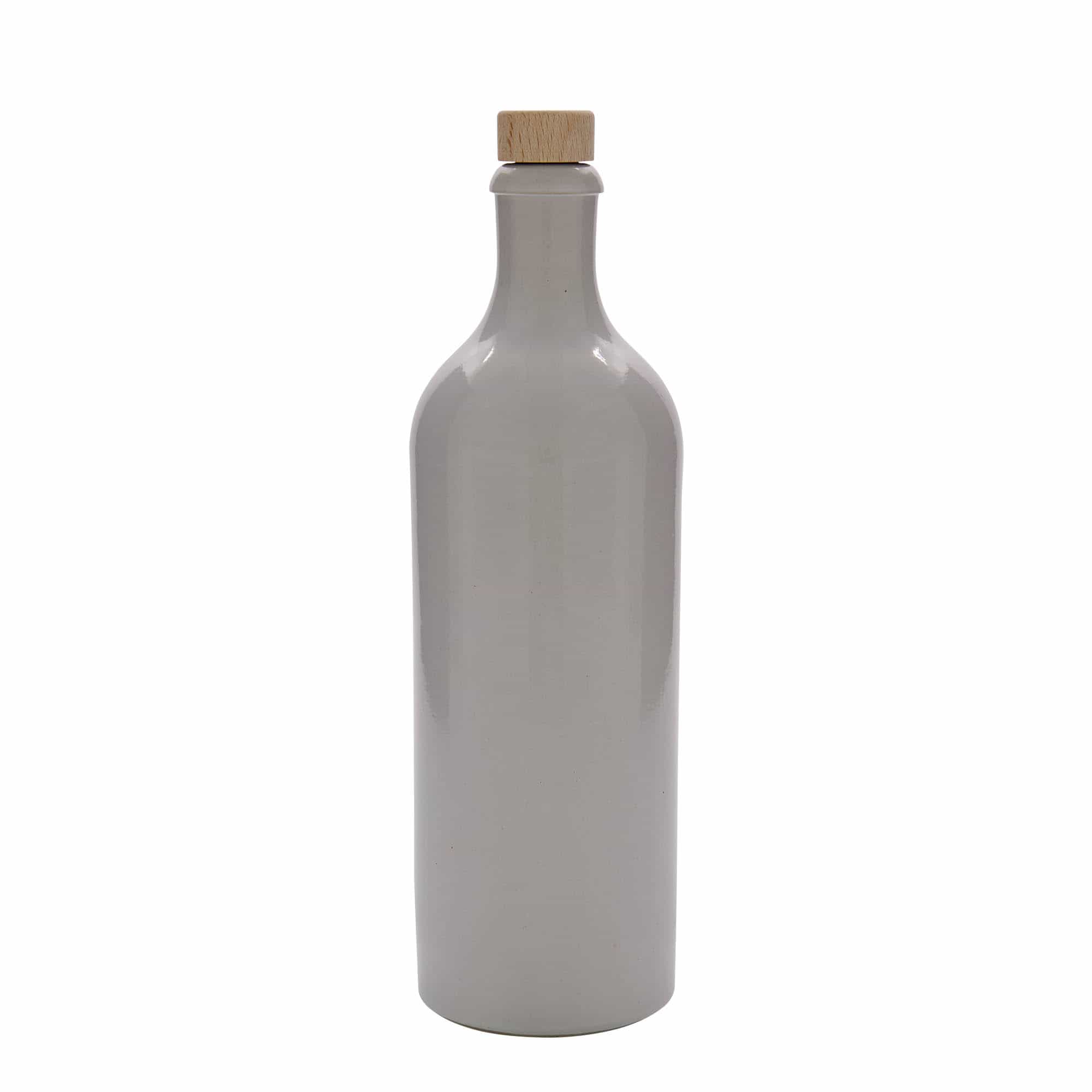 750 ml lerkrus, stengods, vit, mynning: kork