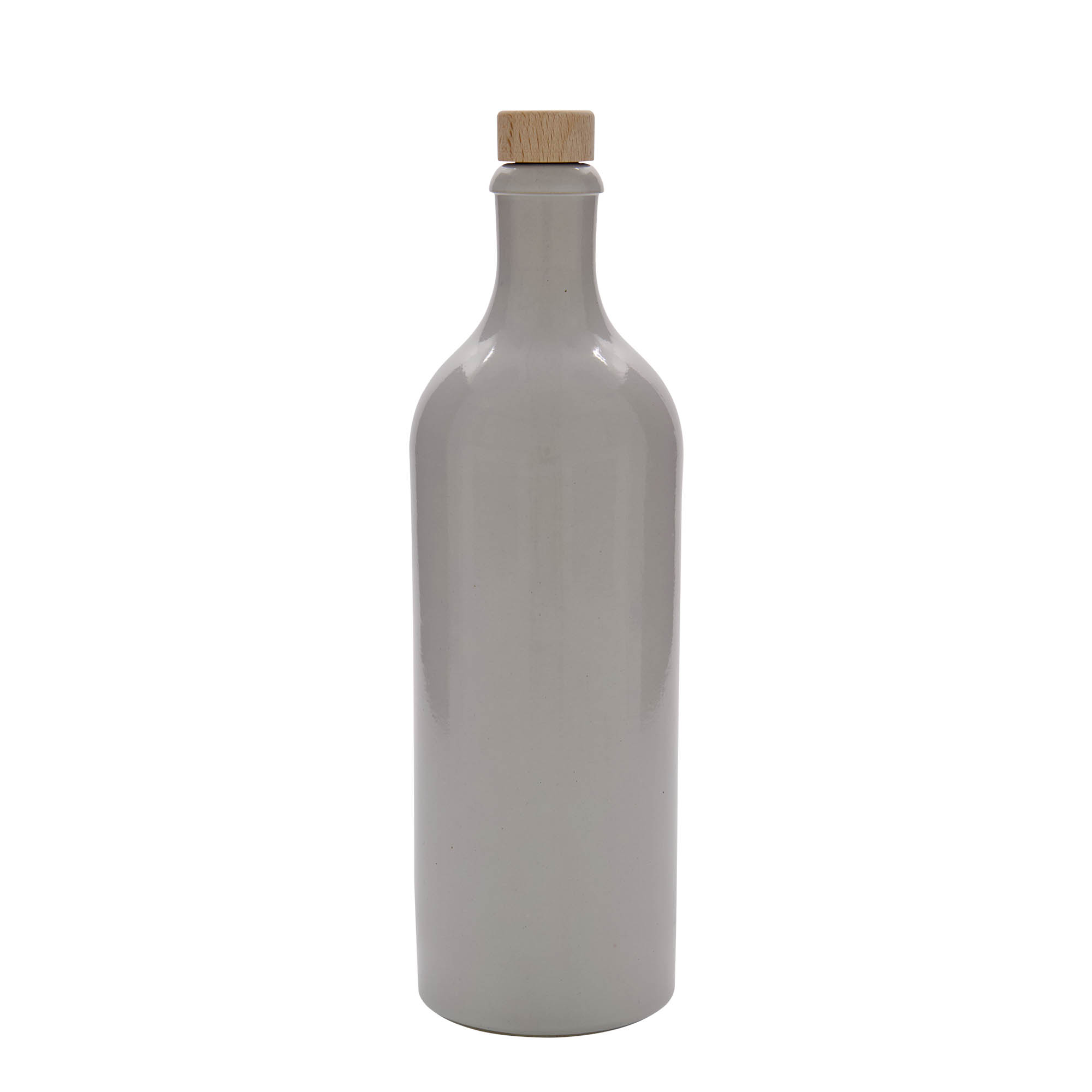 750 ml lerkrus, stengods, vitt, öppning: kork