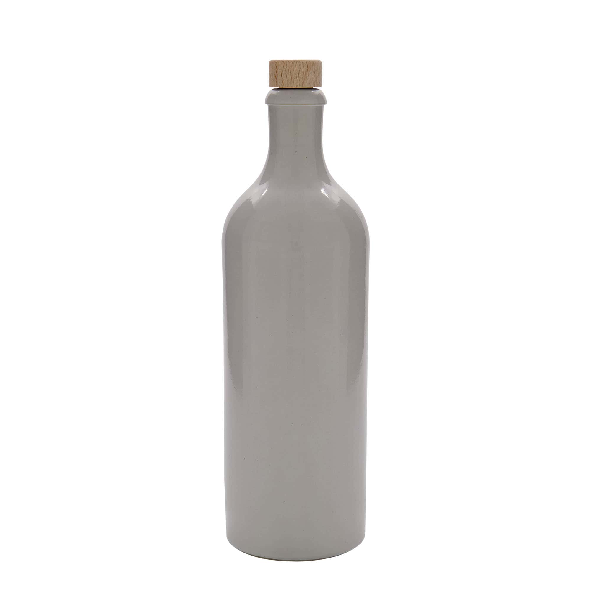 750 ml lerkrus, stengods, vitt, öppning: kork