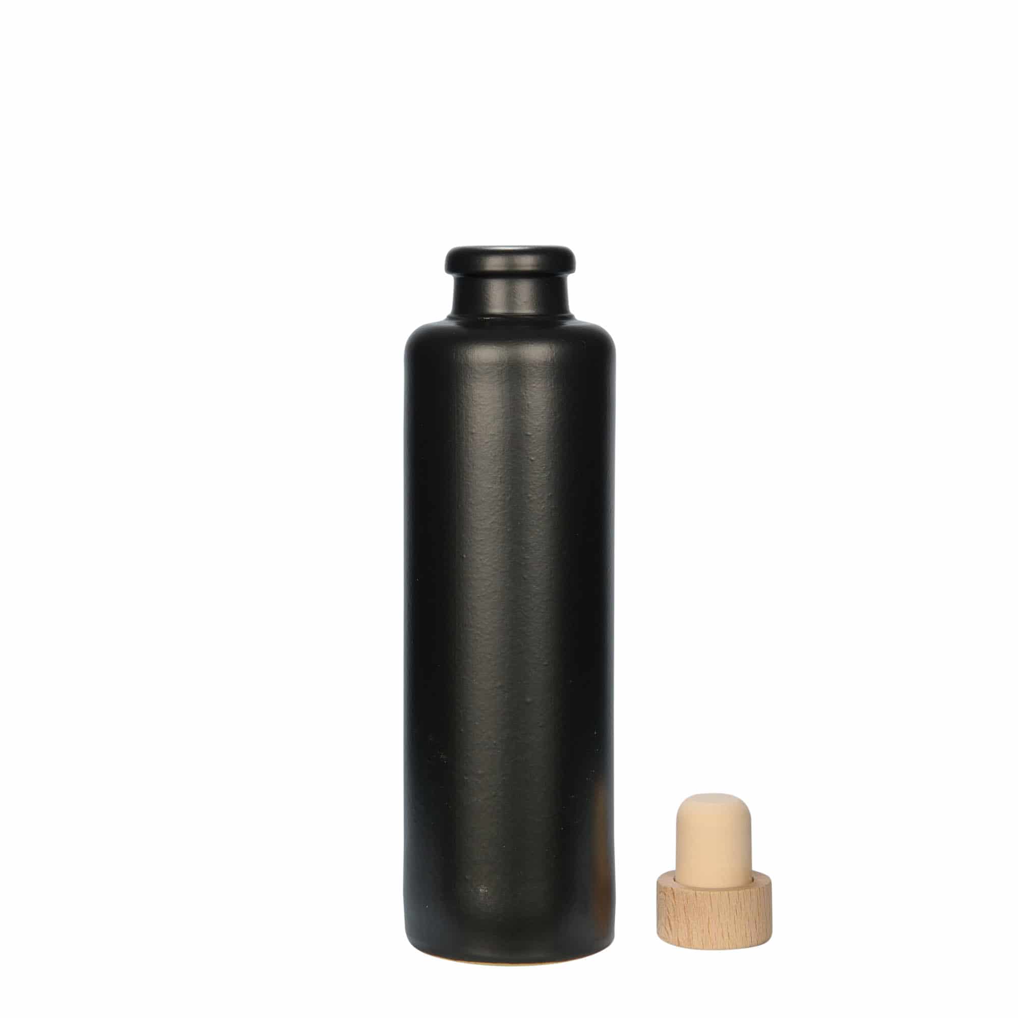 200 ml lerkrus, stengods, svart, öppning: kork