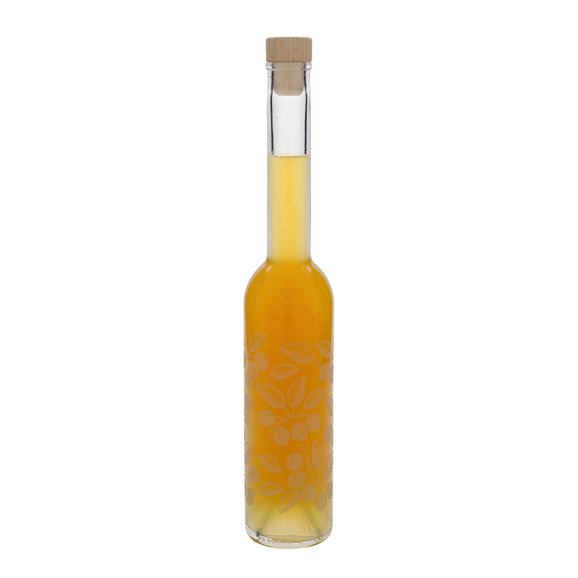 350 ml glasflaska 'Opera', motiv: Mirabeller, mynning: kork