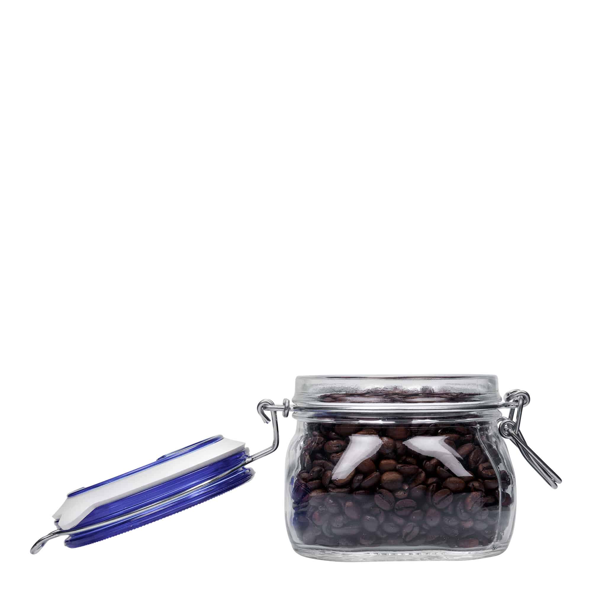 500 ml trådklämmeglas 'Fido' blått lock, fyrkantigt, öppning: trådklämmeförslutning 500 ml trådklämmeglas 'Fido' blått lock, fyrkantigt, öppning: trådklämmeförslutning