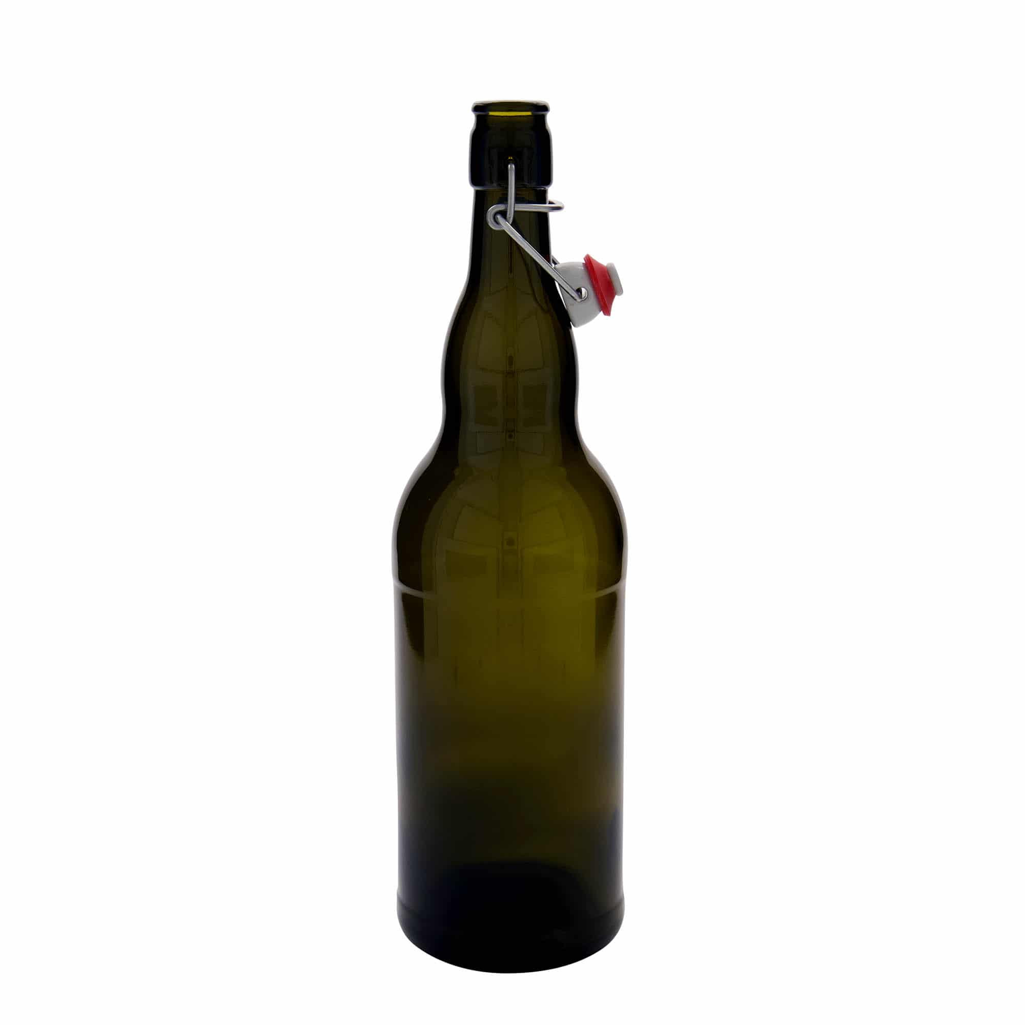 1 000 ml ölflaska Belgien, glas, antikgrön, mynning: patentkork