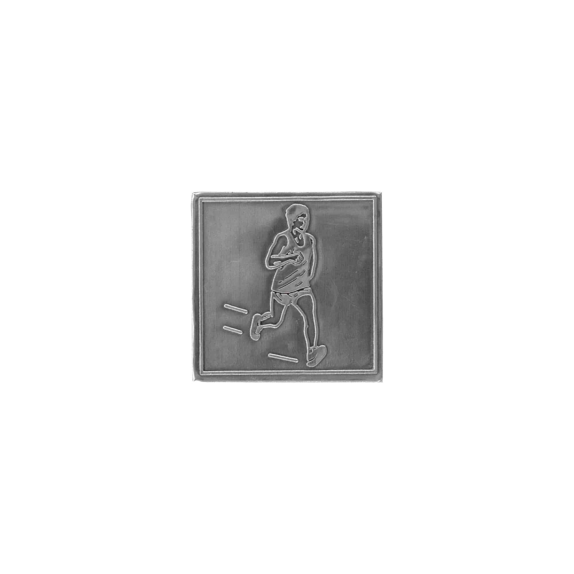 Tennetikett 'Joggare', kvadratisk, metall, silver Tennetikett 'Joggare', kvadratisk, metall, silver