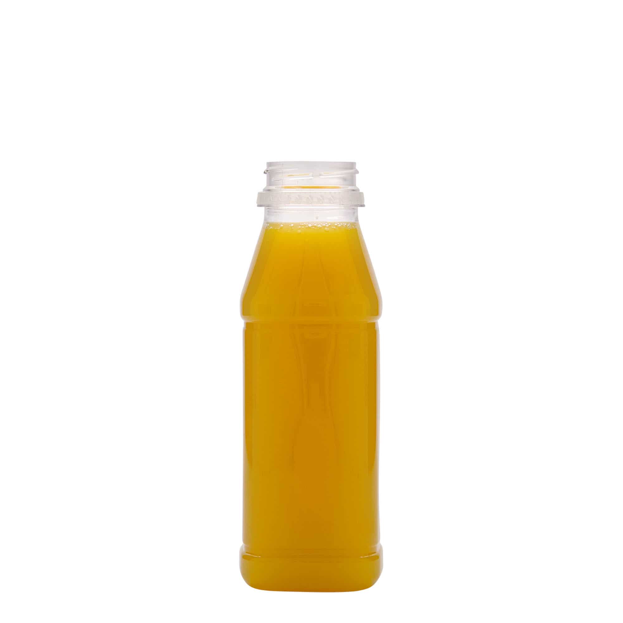 330 ml PET-flaska 'Milk and Juice Carré', kvadratisk, plast, mynning: 38 mm