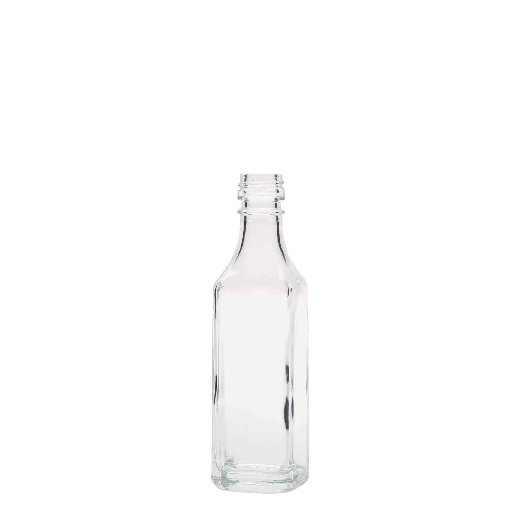 50 ml glasflaska 'Siena', kvadratisk, mynning: PP 18