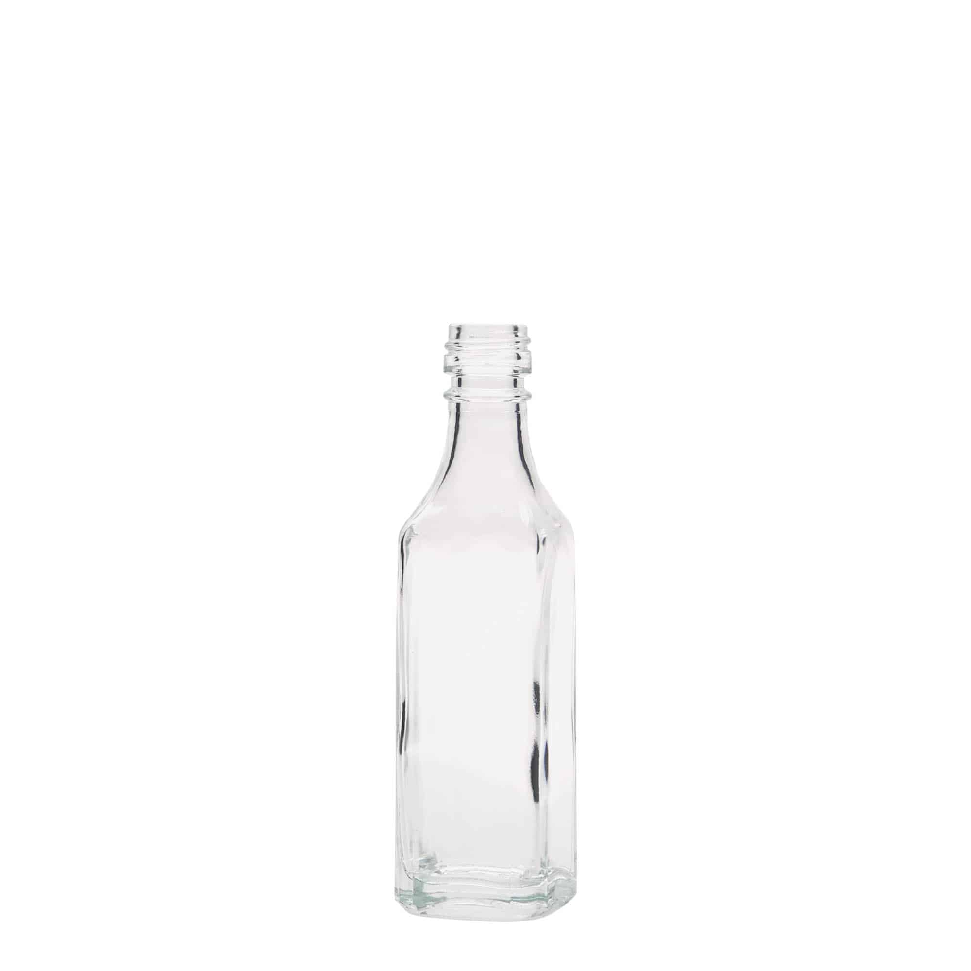 50 ml glasflaska 'Siena', kvadratisk, öppning: PP 18 50 ml glasflaska 'Siena', kvadratisk, öppning: PP 18