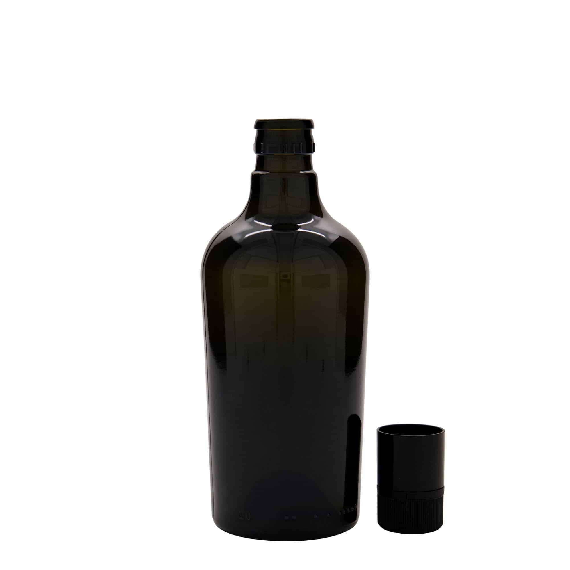 500 ml vinäger-/oljeflaska 'Oleum', glas, antikgrön, mynning: DOP