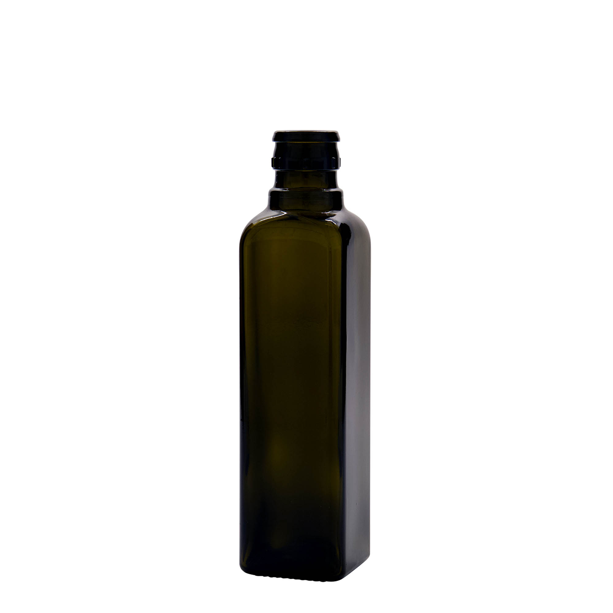 250 ml vinäger-/oljeflaska 'Quadra', glas, kvadratisk, antikgrön, mynning: DOP 250 ml vinäger-/oljeflaska 'Quadra', glas, kvadratisk, antikgrön, mynning: DOP