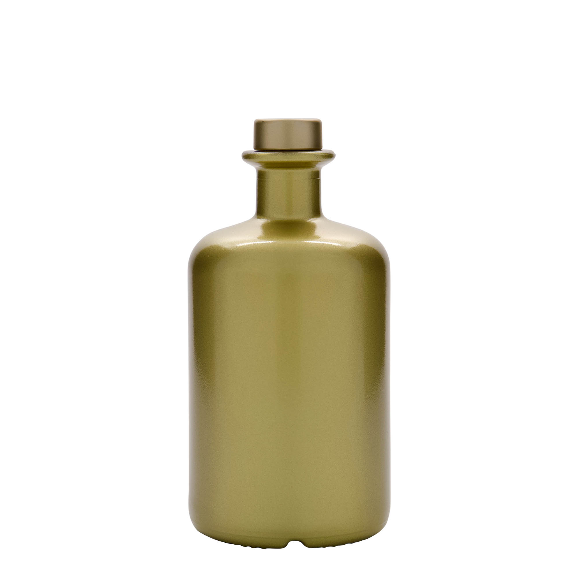 500 ml apoteksglasflaska, guld, mynning: kork
