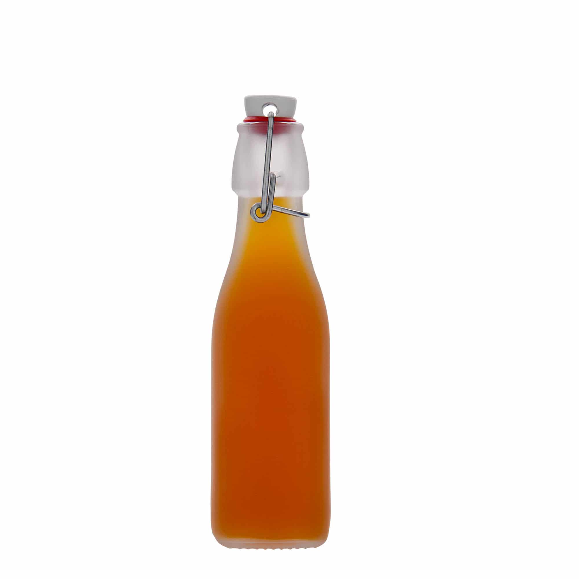 250 ml glasflaska 'Swing', kvadratisk, vit, mynning: patentkork