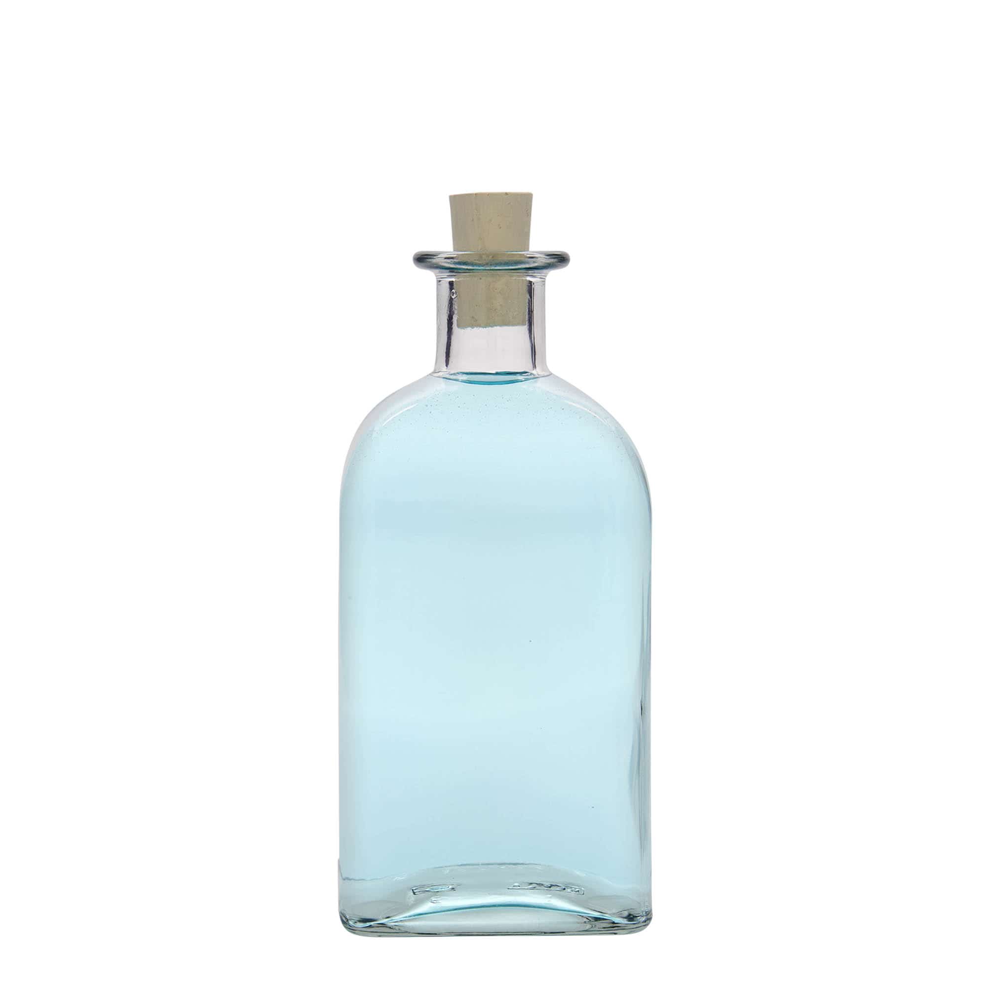 500 ml apoteksglasflaska Carré, kvadratisk, mynning: kork