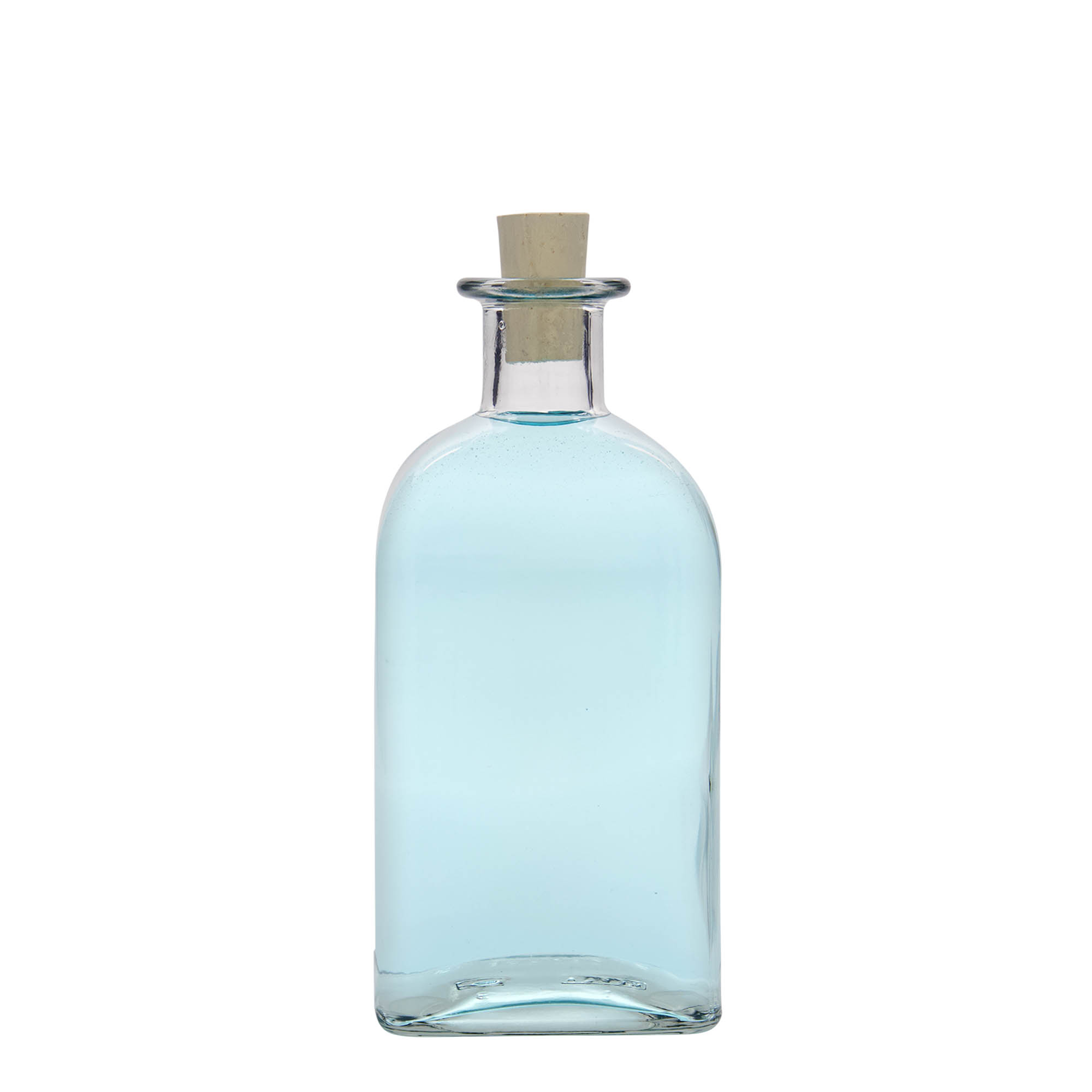 500 ml glasflaska Apotheker Carré, kvadratisk, öppning: kork
