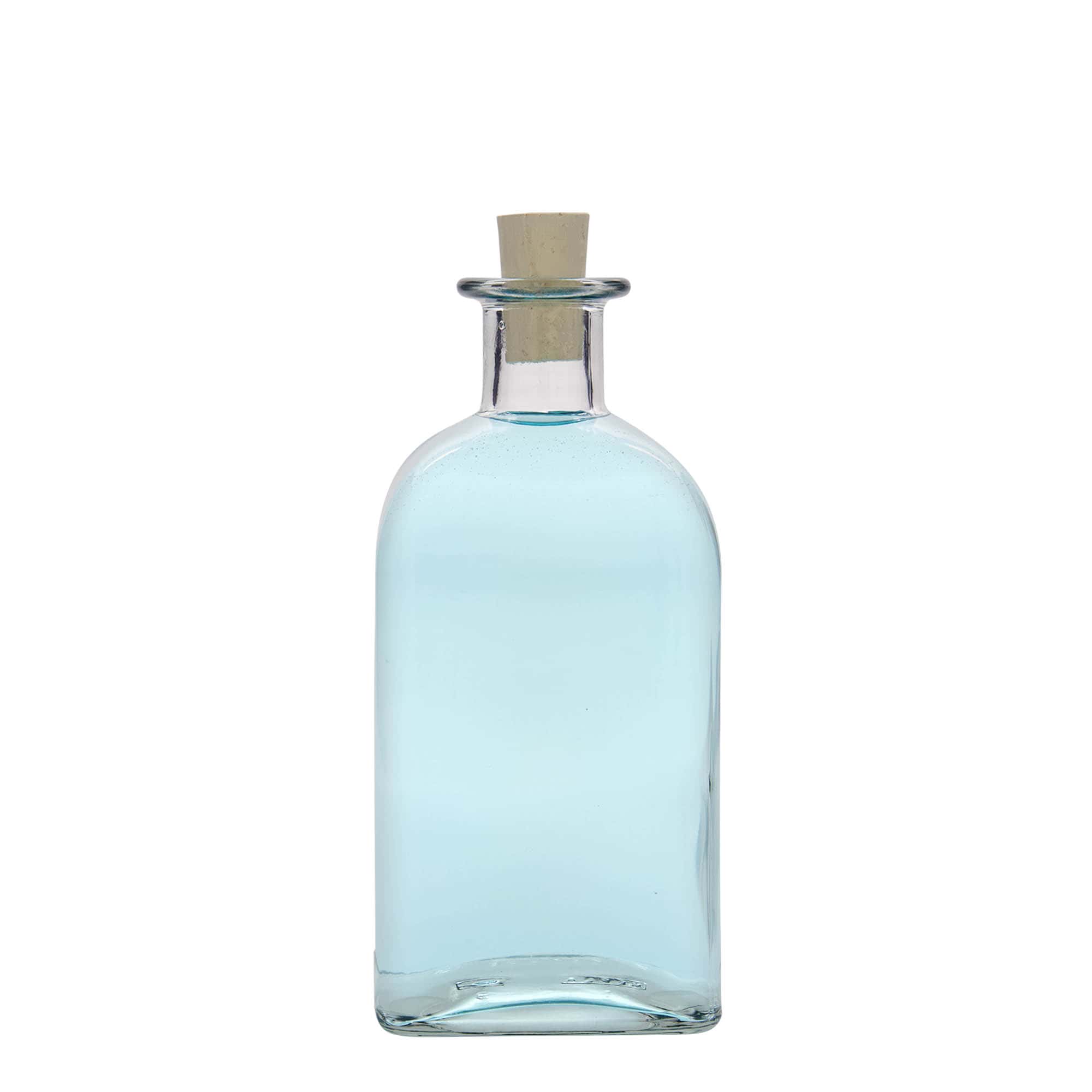 500 ml glasflaska Apotheker Carré, kvadratisk, öppning: kork