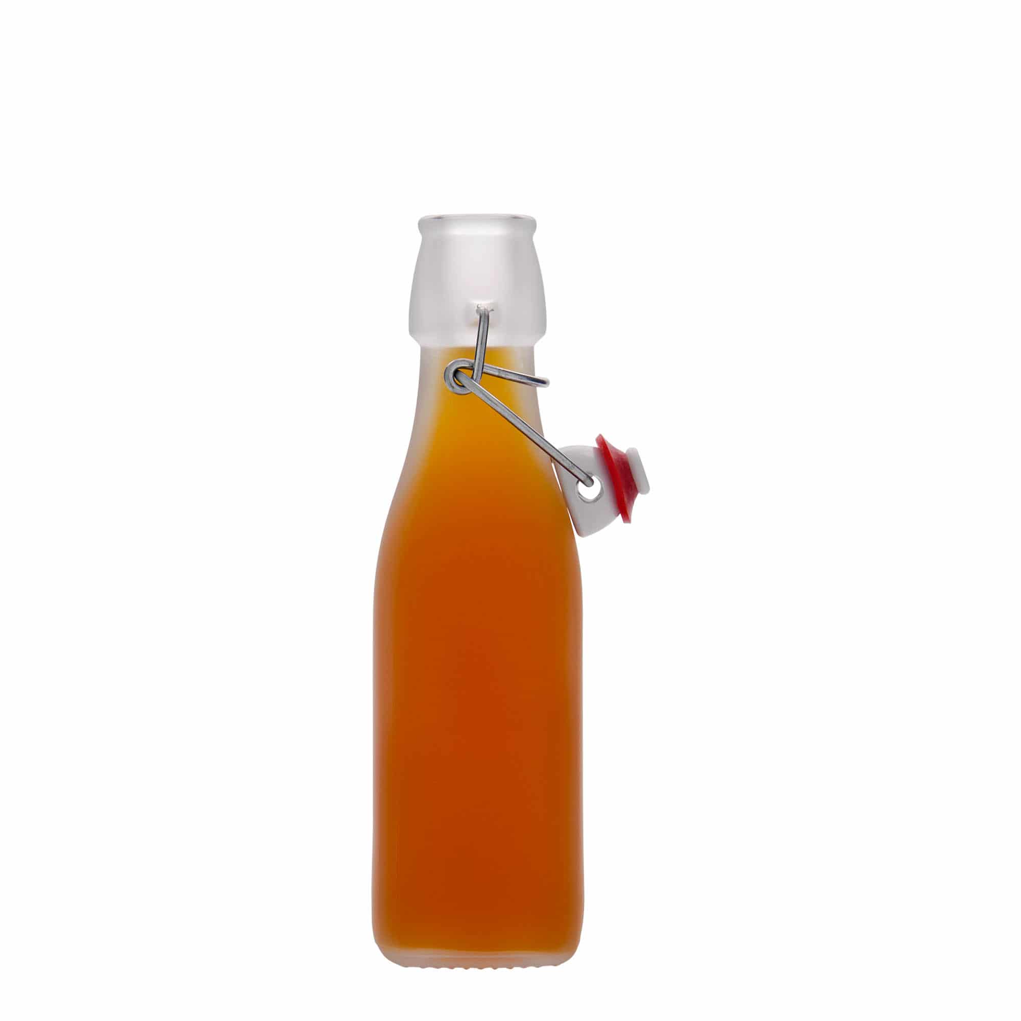 250 ml glasflaska 'Swing', kvadratisk, vit, mynning: patentkork