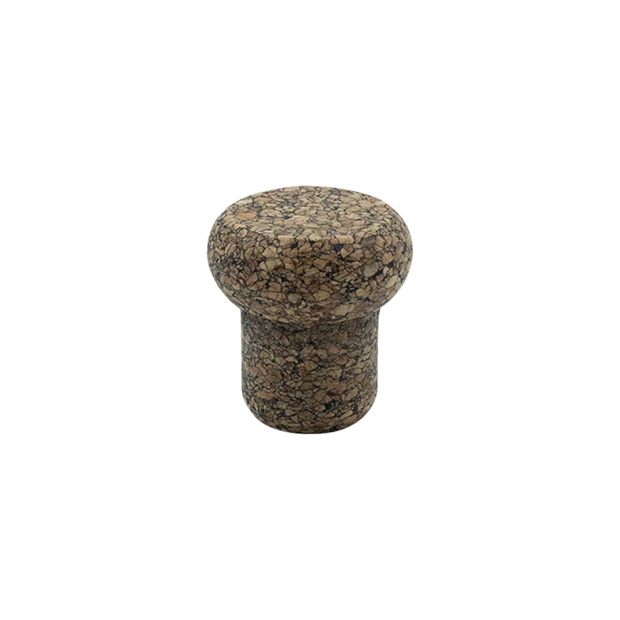 Handtagskork 'Barrel' 22,5 mm, Corkcoal, för mynning: Kork